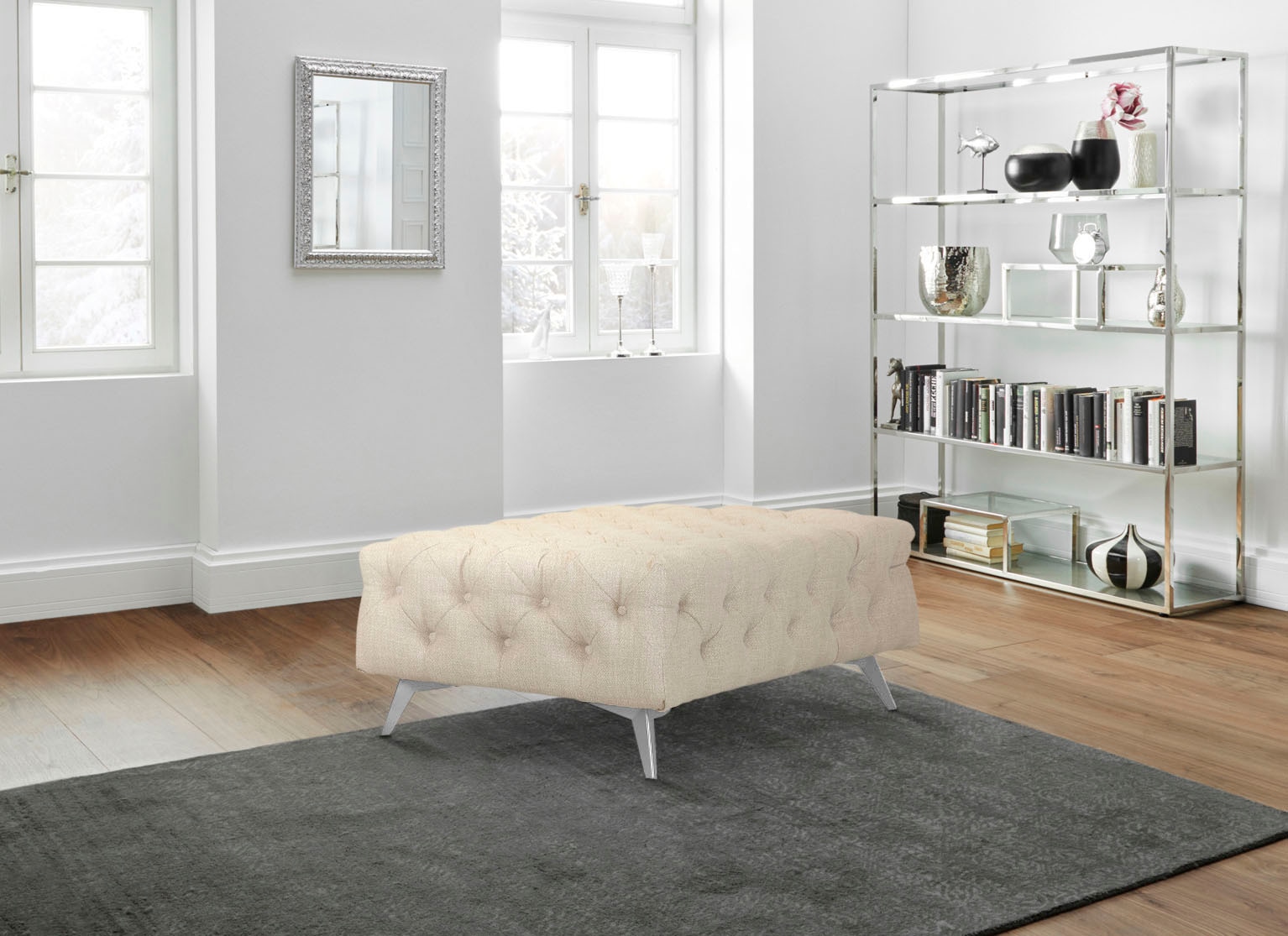 Home affaire Polsterhocker »Glynis« aufwändige Knopfheftung, moderne Chesterfield Optik, Fussfarbe wählbar