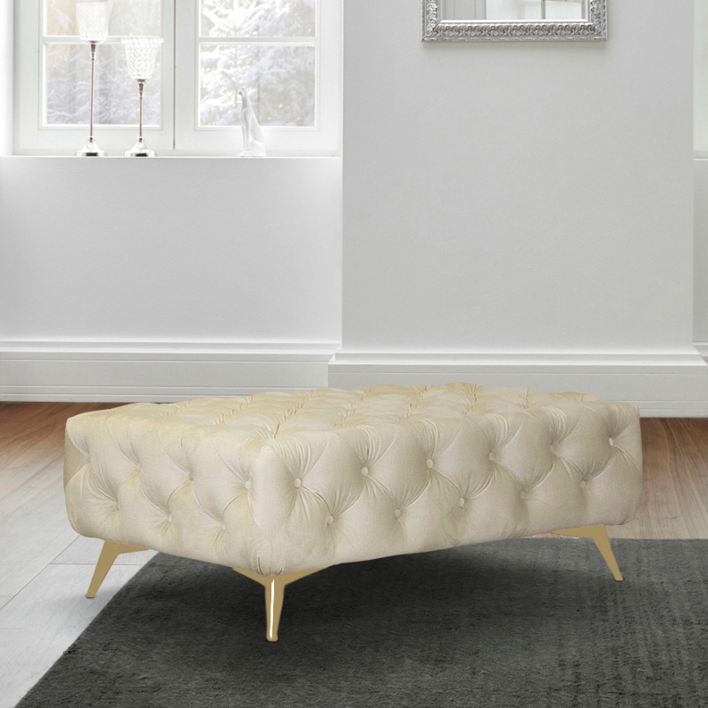 Leonique Polsterhocker »Amaury«, Chesterfield-Optik, Breite 120cm, Fussfarbe wählbar