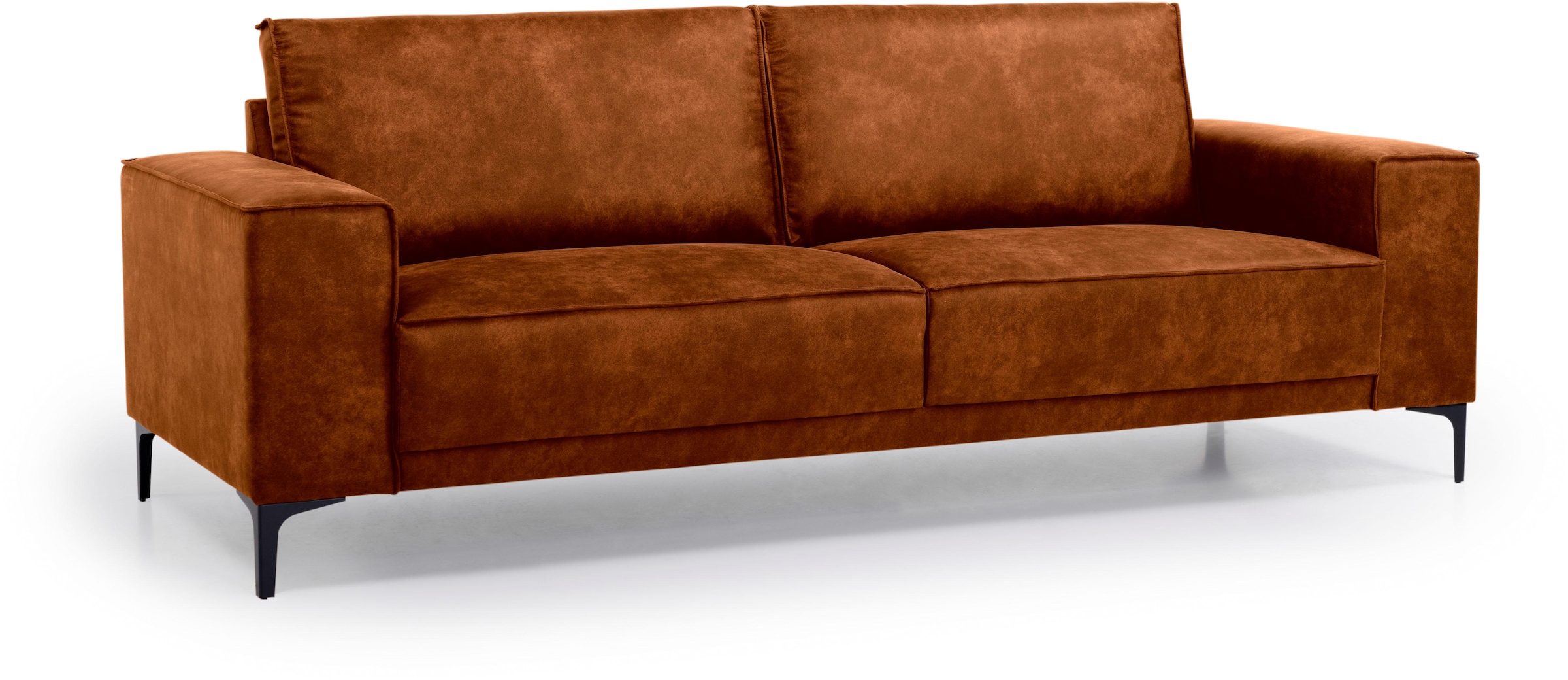 Places of Style 3-Sitzer »3er Sofa Oland, Struktur, Flachgewebe, Luxus-Microfaser, Boucle«, 224 cm, Wellenunterfederung, Skandi-Design, Metallfüsse