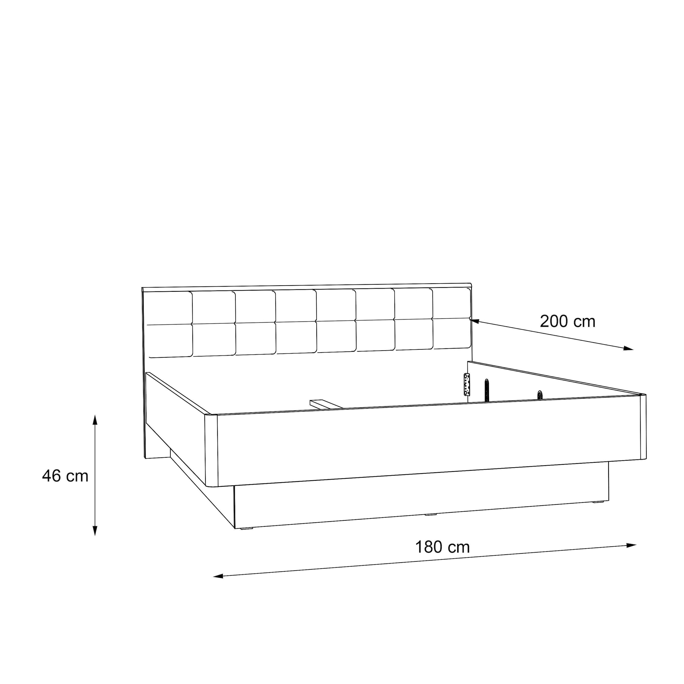 FORTE Futonbett »Clif, Bettanlage, Old – Wood Vintage, Betonoptik Dunkelgrau« Liegefläche 180x200cm,  mit gepolstertem Kopfteil aus Kunstleder, bis 220KG belastbar