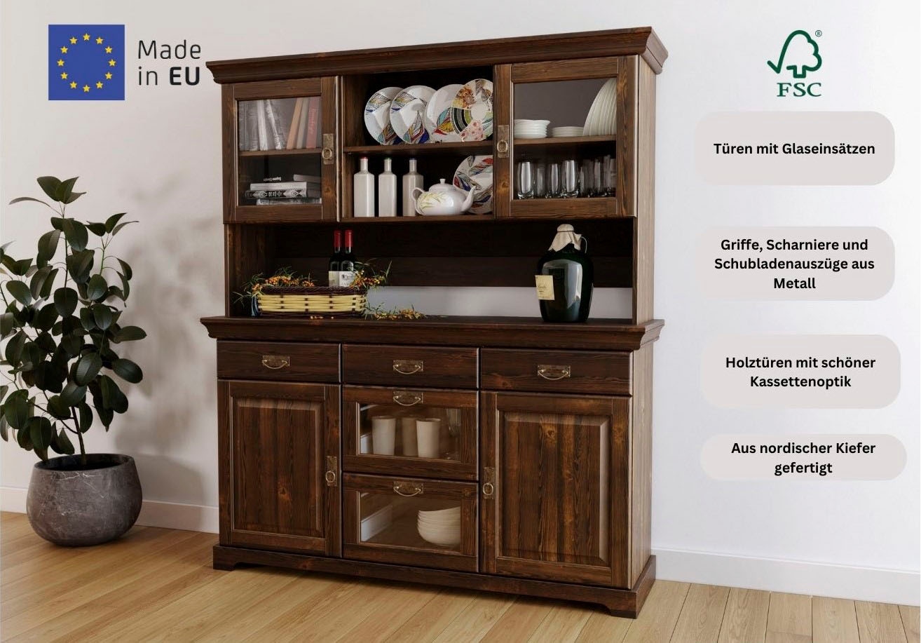 Home affaire Buffet »Rügen«, zertifiziertes Massivholz, im Landhausstil