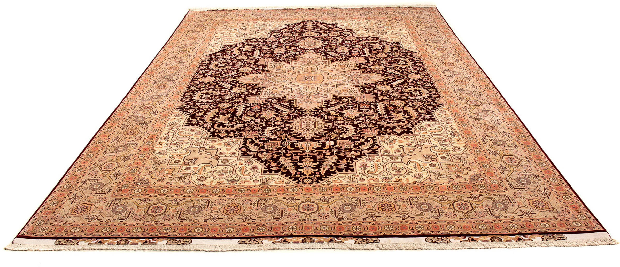Image of morgenland Orientteppich »Perser - Täbriz - Royal - 356 x 250 cm - hellbraun«, rechteckig, 7 mm Höhe, Wohnzimmer, Handgeknüpft, Einzelstück mit Zertifikat bei Ackermann Versand Schweiz