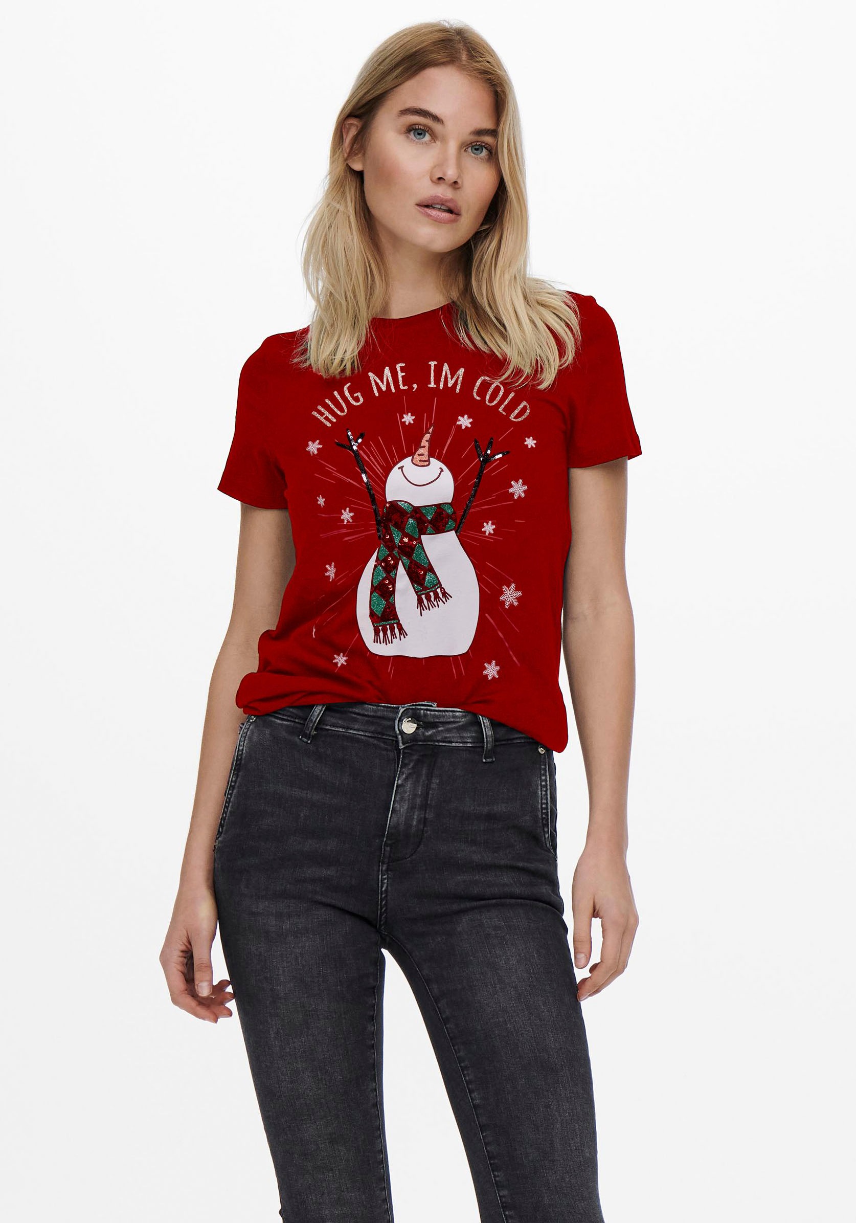 Image of Only Rundhalsshirt »ONLXMAS YRSA CHRISTMAS REG S/S TOP JRS« bei Ackermann Versand Schweiz