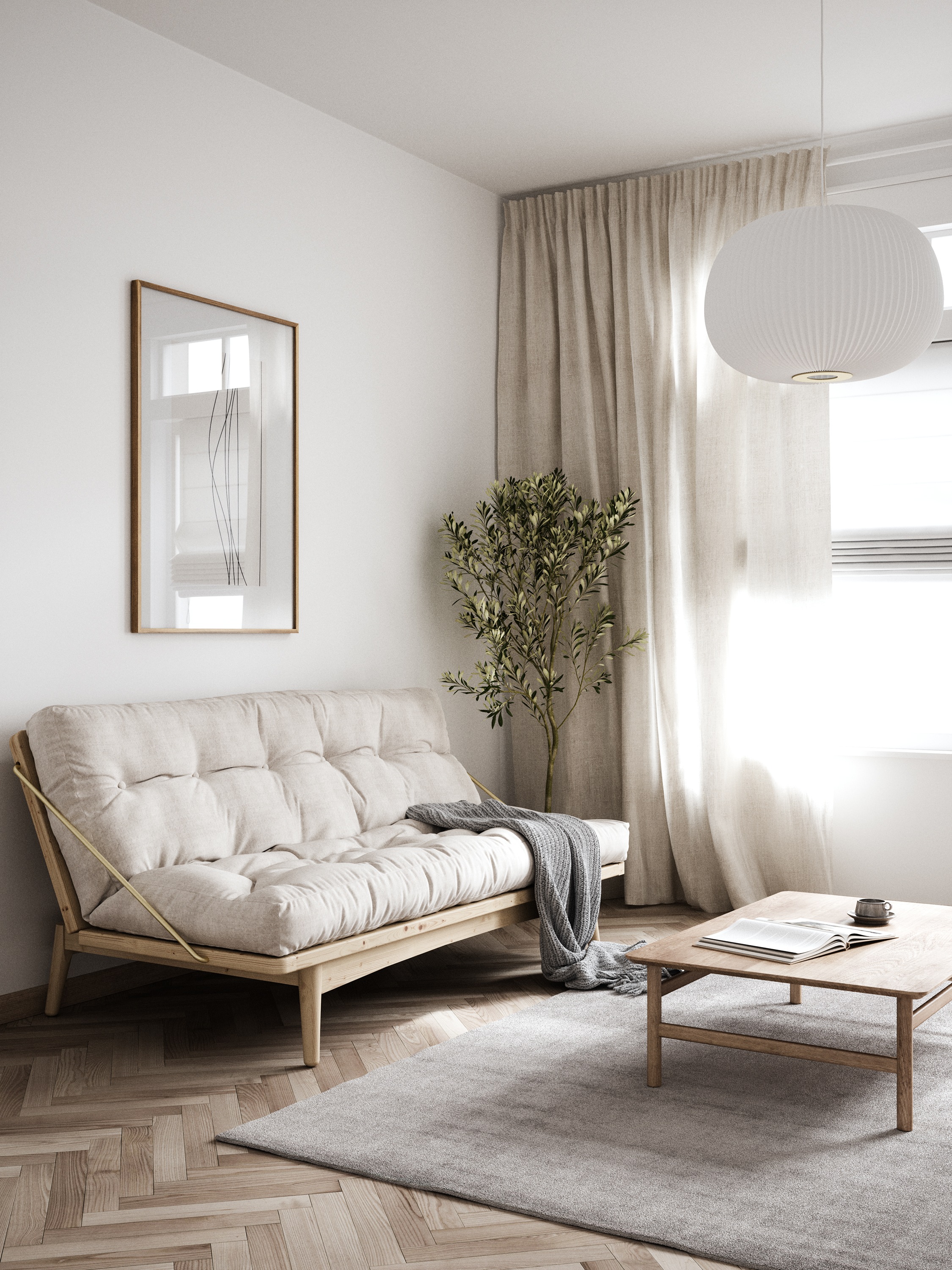 Karup Design Schlafsofa "Folk" aus massiven Kiefernholz, inkl. Futonmatratze