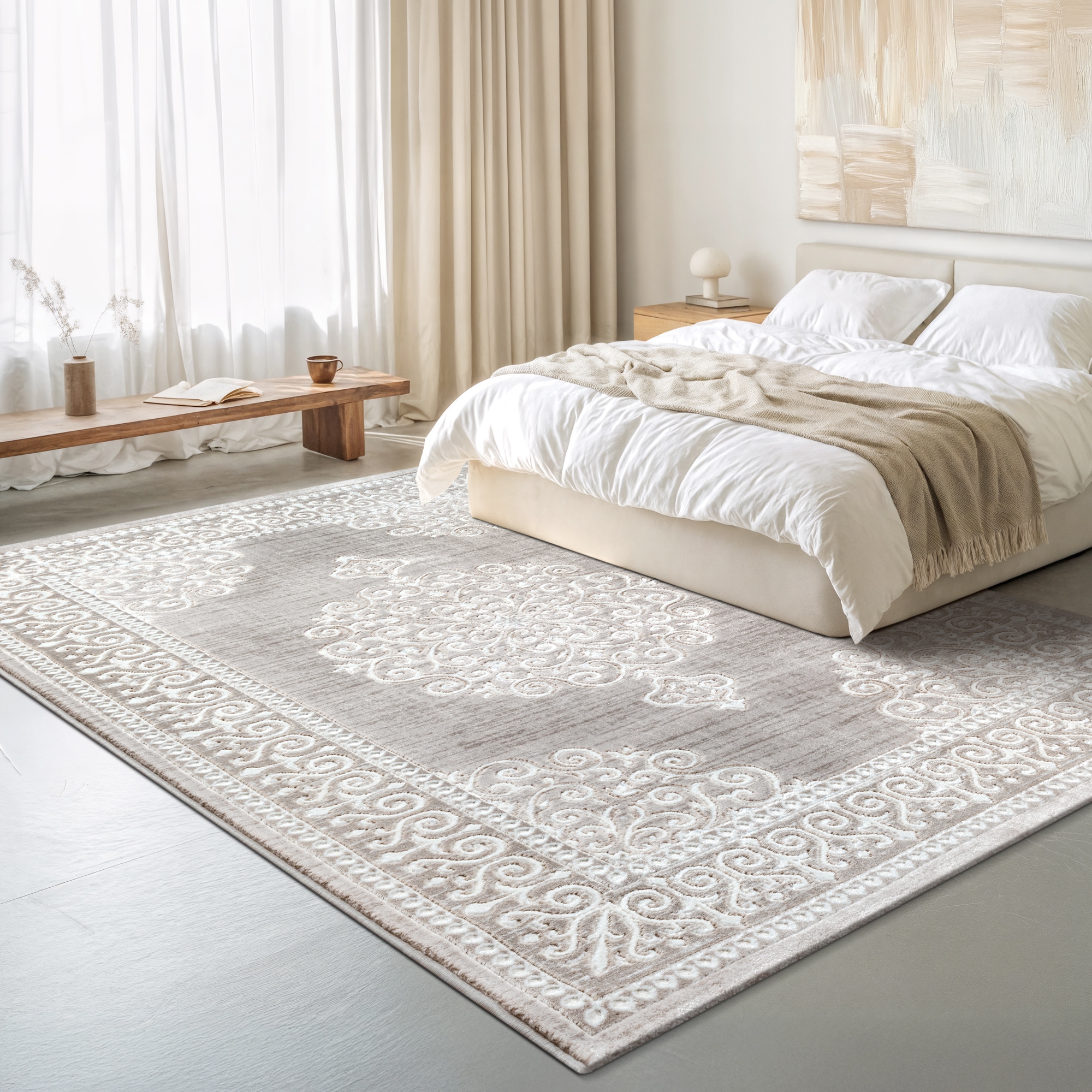 Sanat Tapis »Harmony 3204 , auch als Läufer und rund« Rectangulaire 12 mm Höhe Wohnzimmer, Kurzflor, modern,  Orient Optik, Schlafzimmer