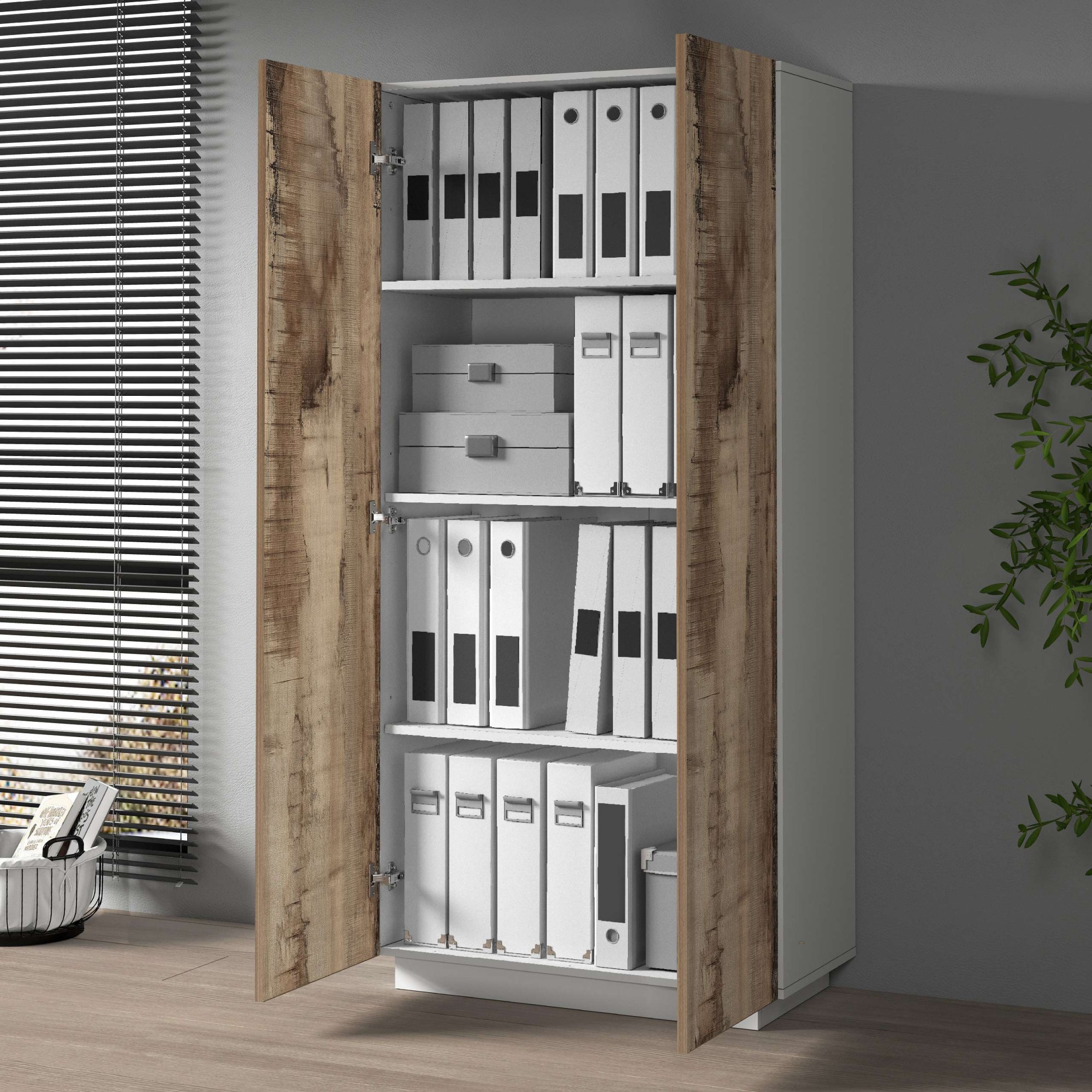 Home affaire Armoire de classement »Coro, Mehrzweckschrank, Büroschrank mit 2 Türen« & verstellbare Einlegeböden, Höhe 86 oder 166 cm, Made in Italy