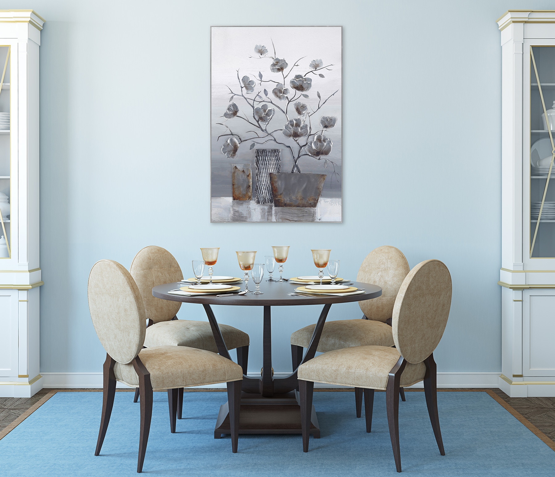 Bönninghoff Ölgemälde »handarbeit gerahmt BLUMENVASE 60x90 cm – Wandbild elegant« Blumen | Blätter | Vasen 1 Stk. tlg. handgefertigt, jedes Bild ein Unikat, Schattenfugenrahmen