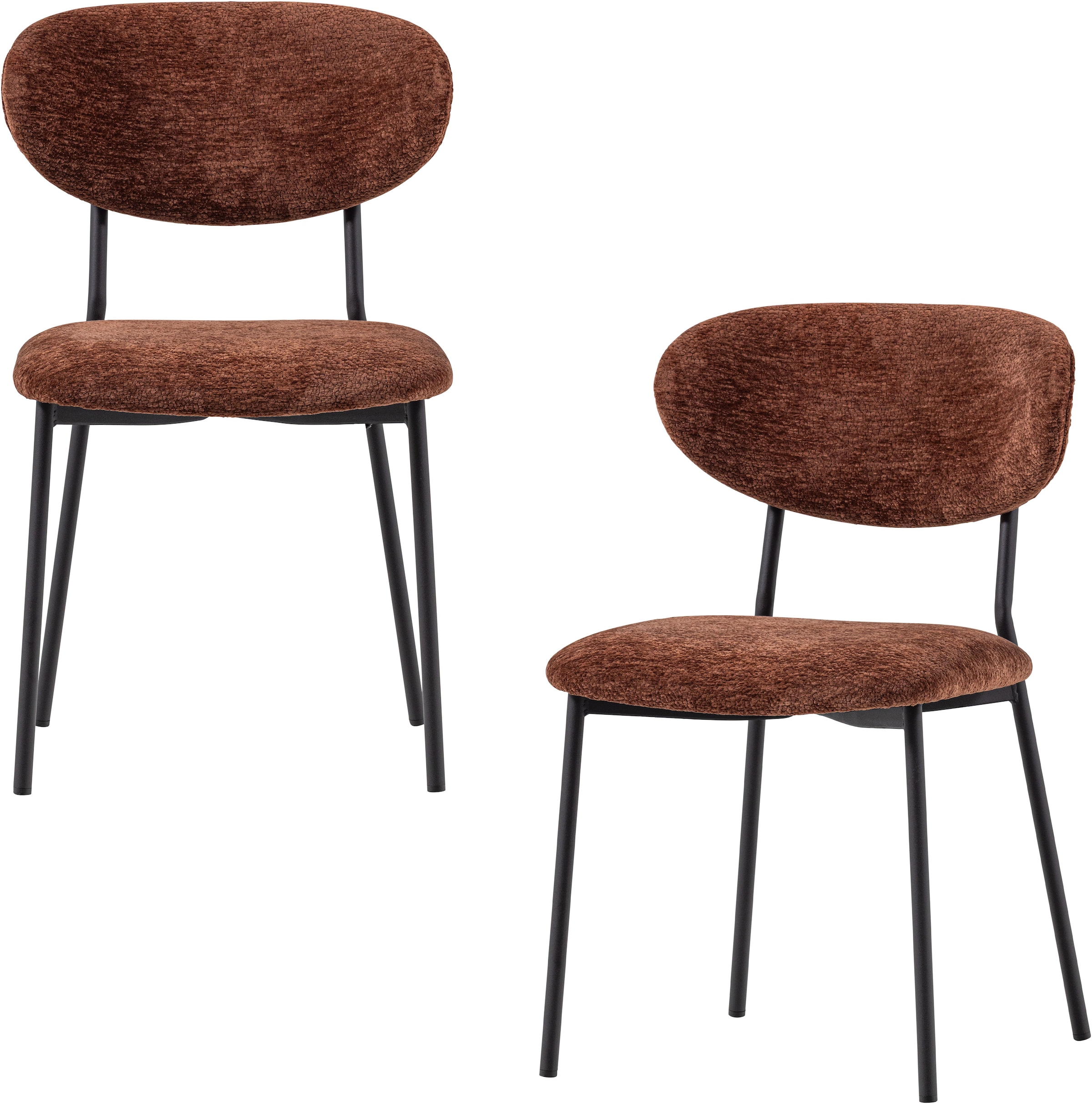Image of WOOOD Esszimmerstuhl "Kjeld stapelbar mit Bezug und Metallgestell, B 47 x T 53 x H 79 cm" (Set) 2 Stk.(2er Set) Chenille, Geringe Verschleissfestigkeit, Tragkraft 120 kg