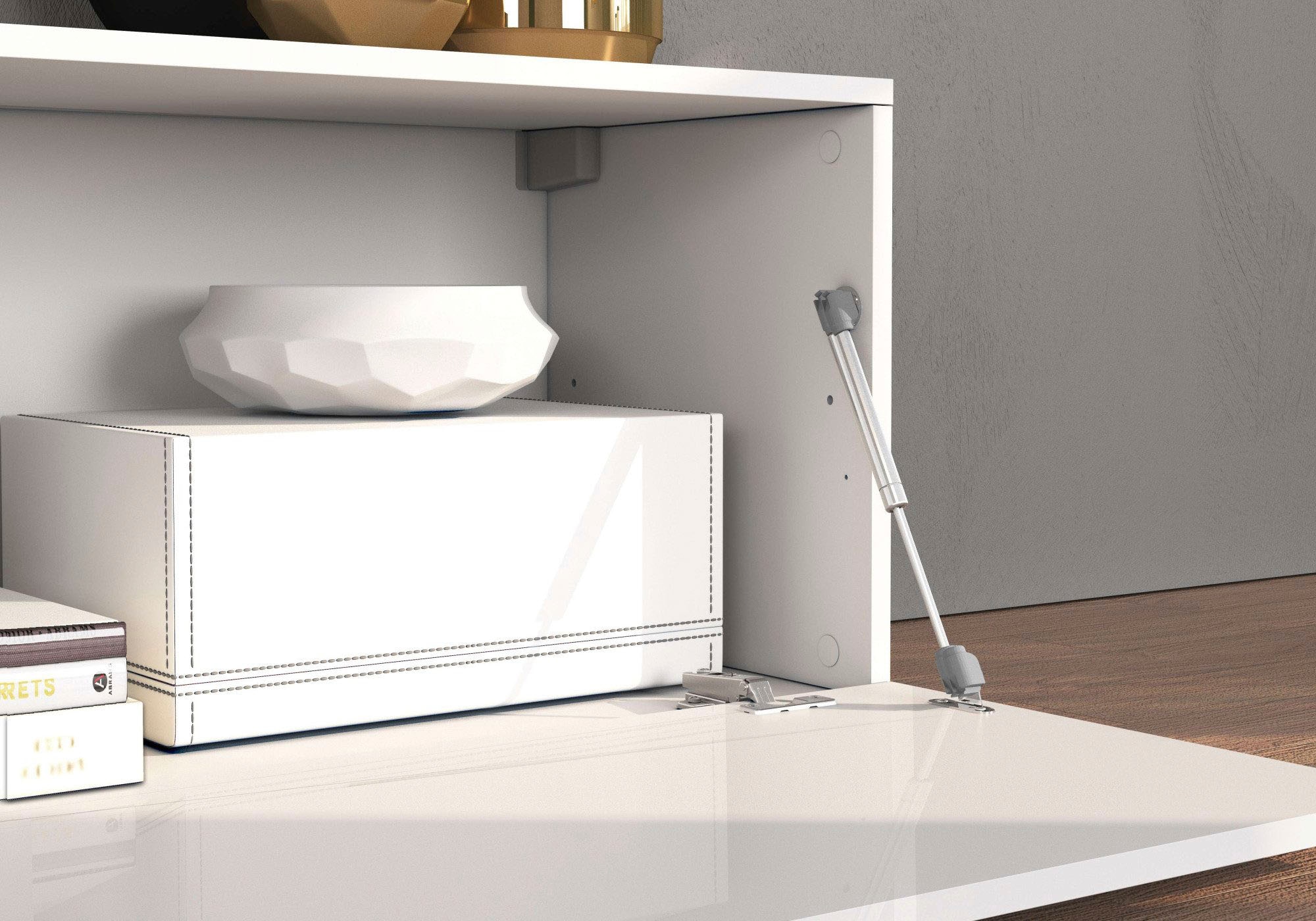 INOSIGN Lowboard »Chronos TV-Board, TV-Schrank« Breite verstellbar von 190 bis 350 cm, 1 Stk. tlg. Breite 270 cm TV-Board,Lowboard,1 Klappe und ein L-Förmiger Aufsatz