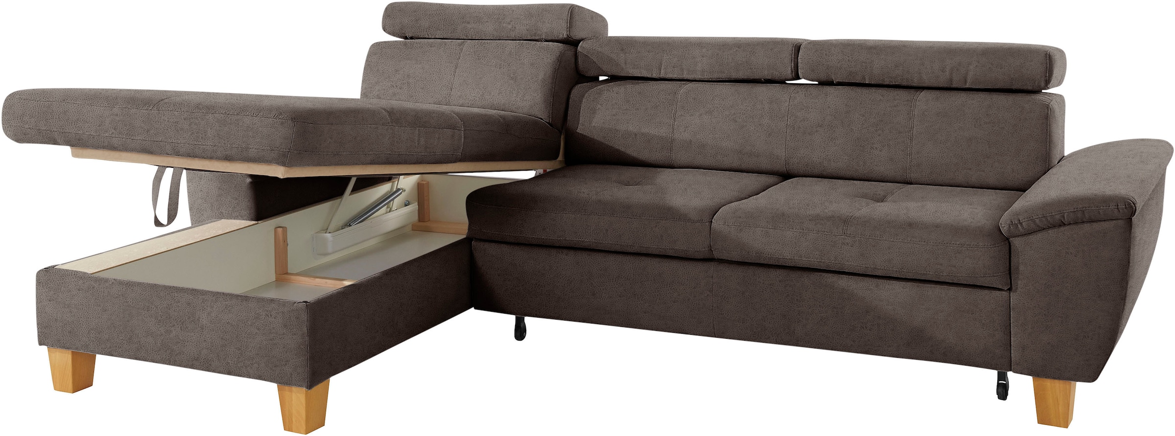 exxpo - sofa fashion Ecksofa »Enya, aufwendige Detailverarbeitung, hoher Sitzkomfort, bequem, L-Form«, inkl. Kopfteilverstellung, wahlweise mit Bettfunktion und Bettkasten