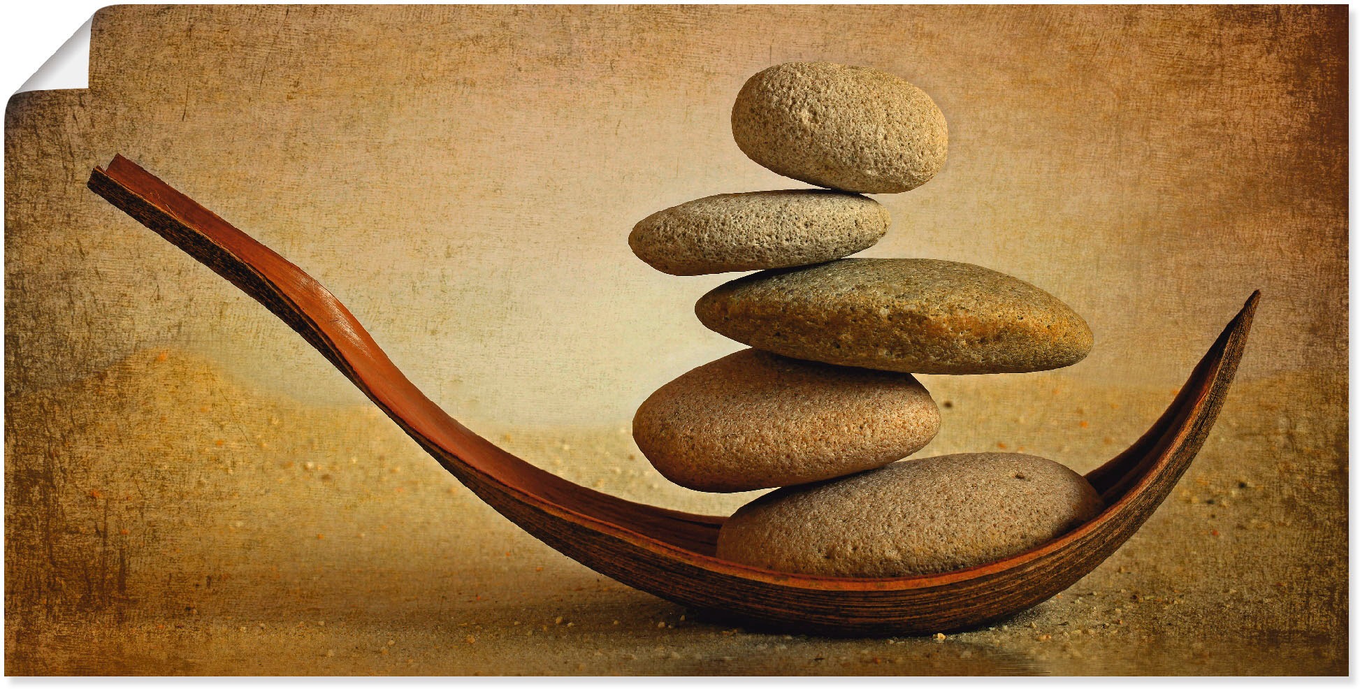 Image of Artland Wandbild »Steinschiffchen«, Zen, (1 St.), in vielen Grössen & Produktarten -Leinwandbild, Poster, Wandaufkleber / Wandtattoo auch für Badezimmer geeignet bei Ackermann Versand Schweiz