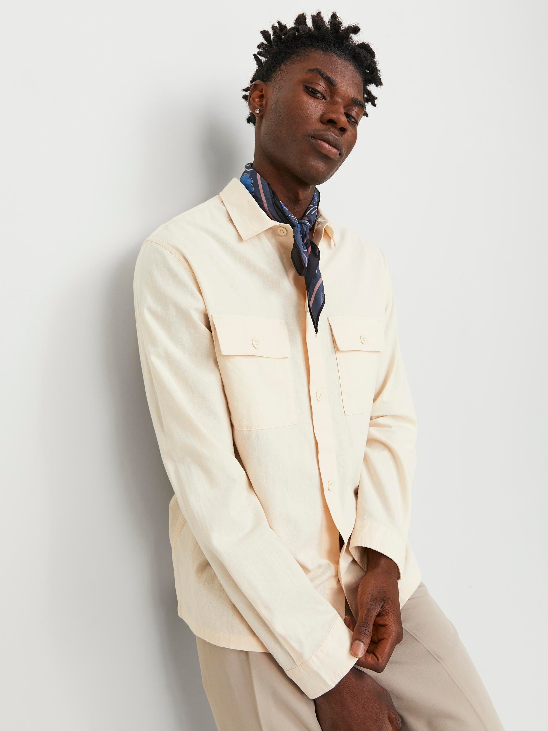 Jack & Jones Langarmhemd »JJEVENICE LINEN BLEND OVERSHIRT LS SN«