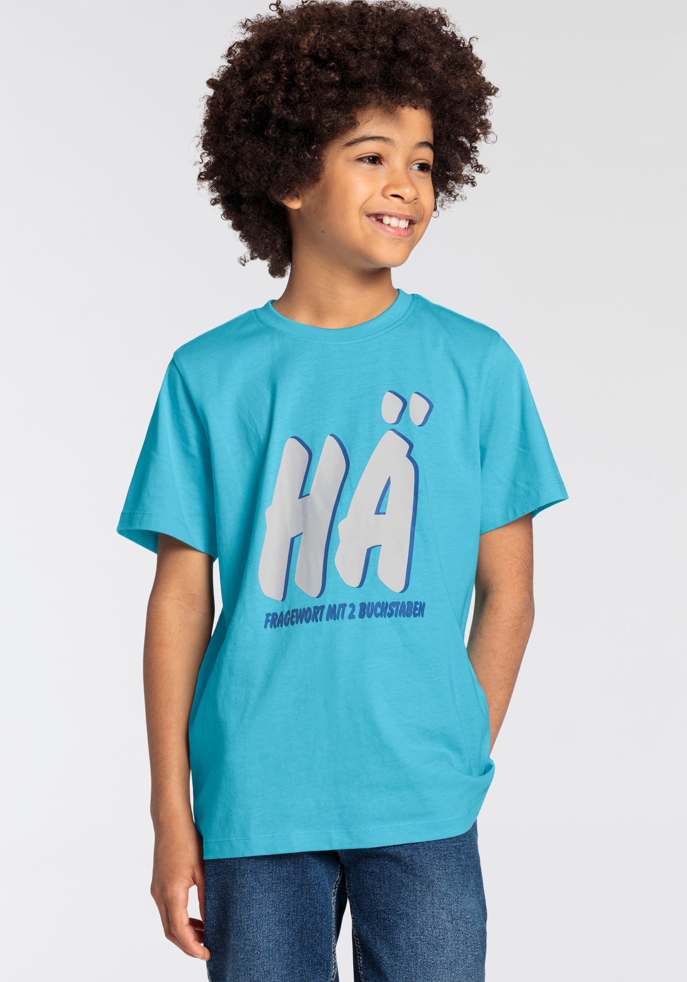 KIDSWORLD T-Shirt »FRAGEWORT MIT 2 BUCHSTABEN«, Sprücheshirt für Jungen