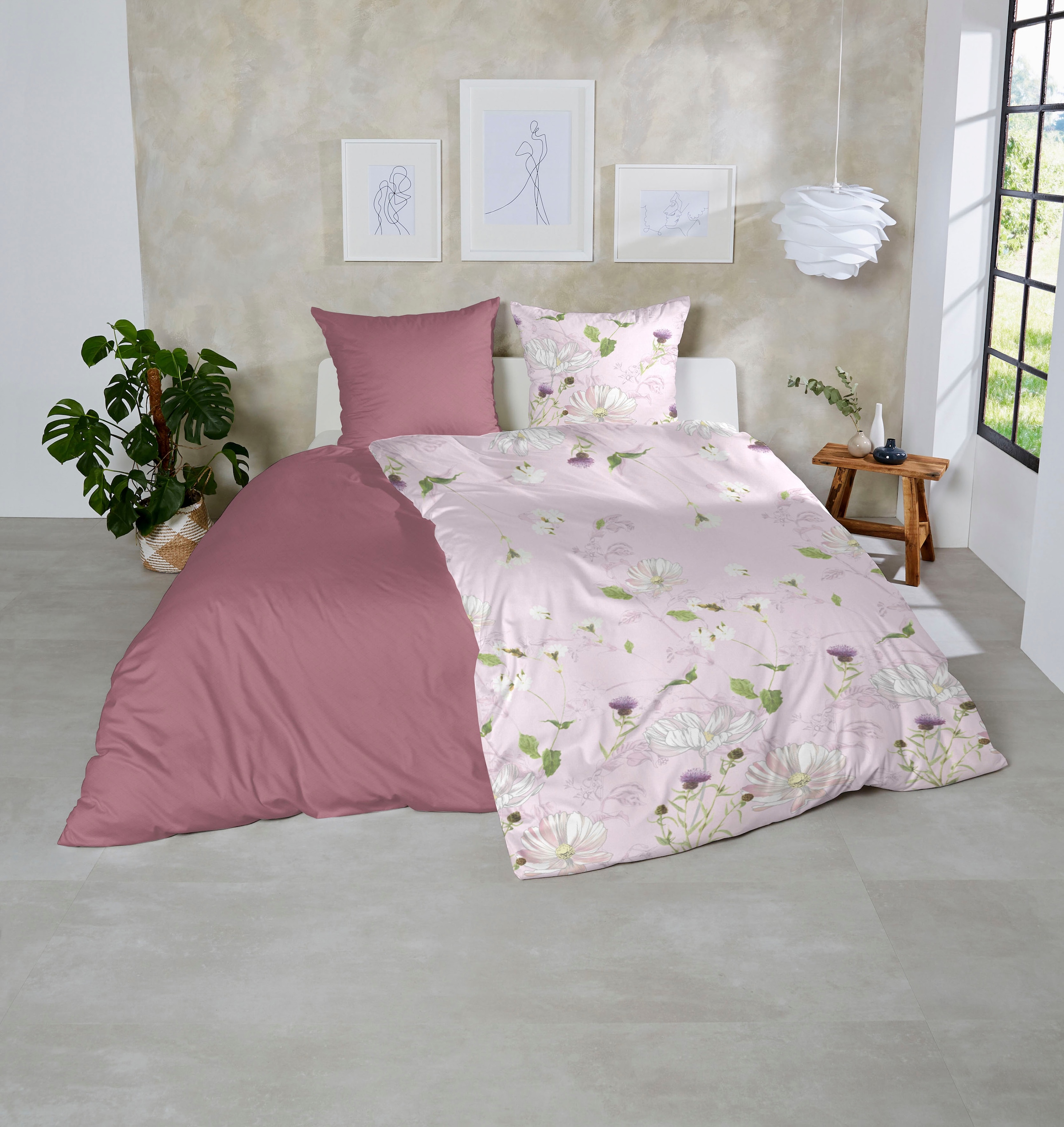 Primera Bettwäsche »Mako-Satin-Bettwäsche Eden«, mit romatischen Blumen