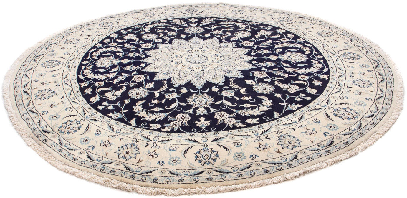 Image of morgenland Orientteppich »Perser - Nain rund - 235 x 235 cm - dunkelblau«, rund, 10 mm Höhe, Wohnzimmer, Handgeknüpft, Einzelstück mit Zertifikat bei Ackermann Versand Schweiz