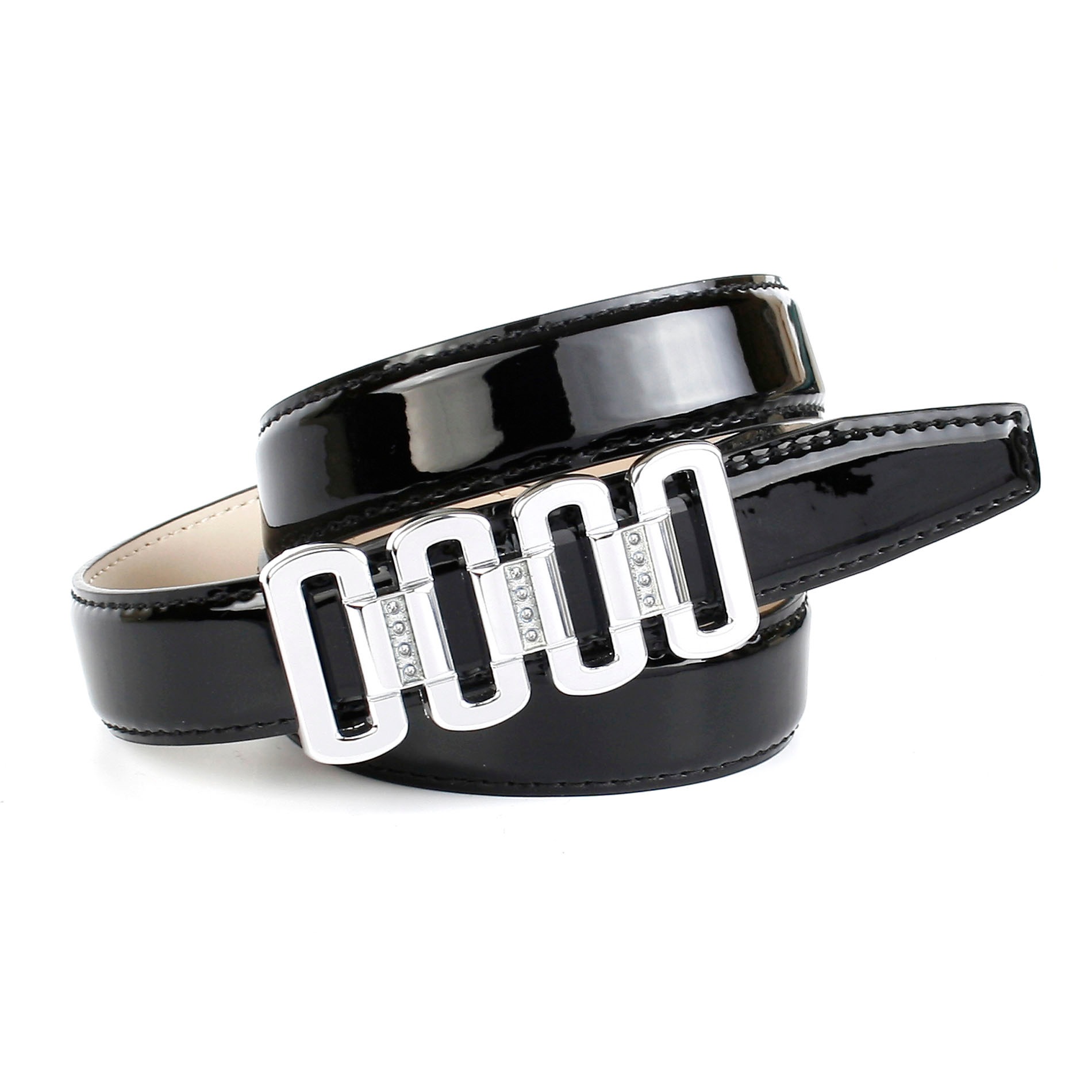 Image of Anthoni Crown Ledergürtel, Schmaler Lackledergürtel mit Unterführung bei Ackermann Versand Schweiz