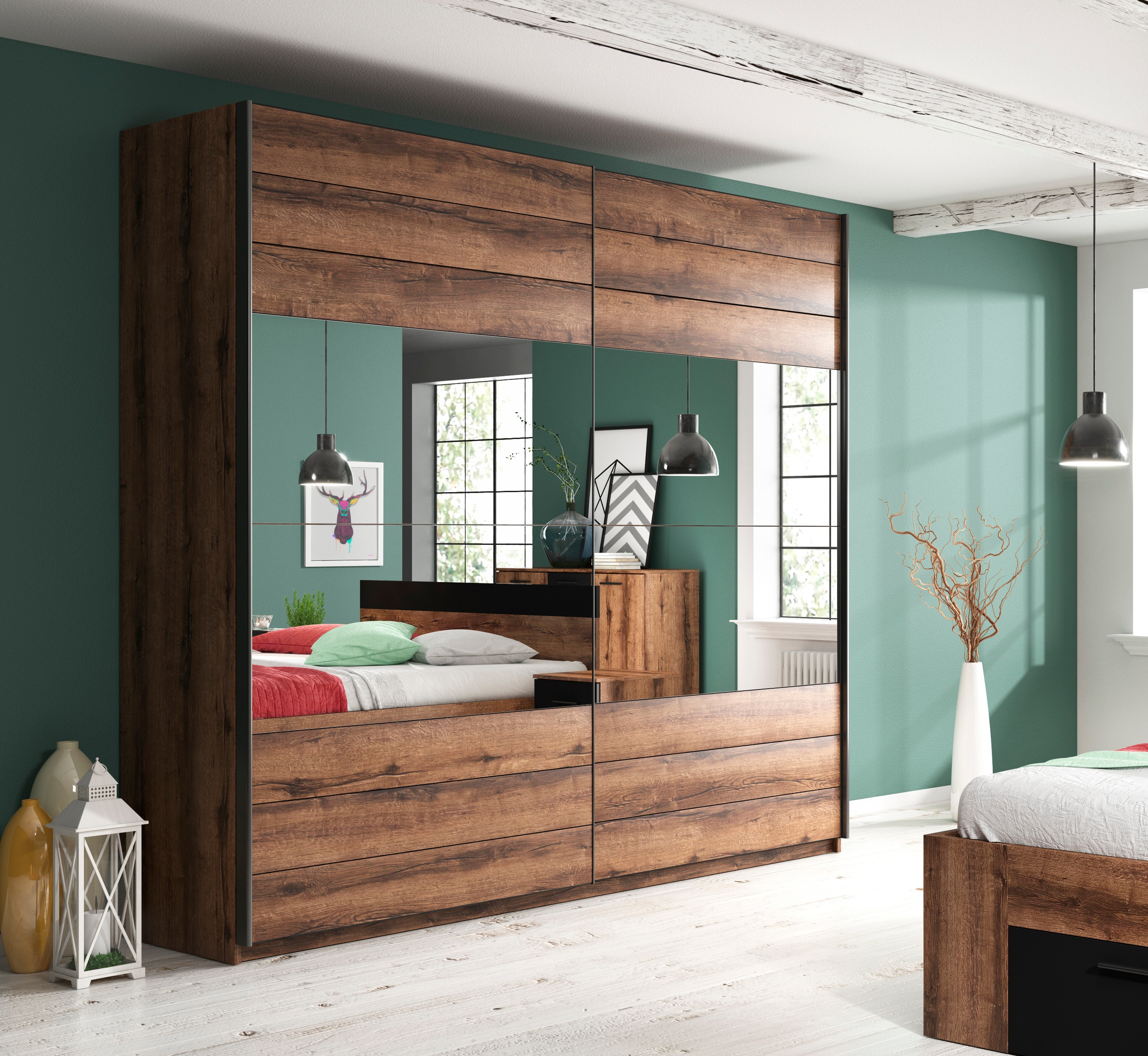 Image of Helvetia Schwebetürenschrank »Beta«, mit Spiegel und inkl. zusätzlichen Einlegeböden bei Ackermann Versand Schweiz