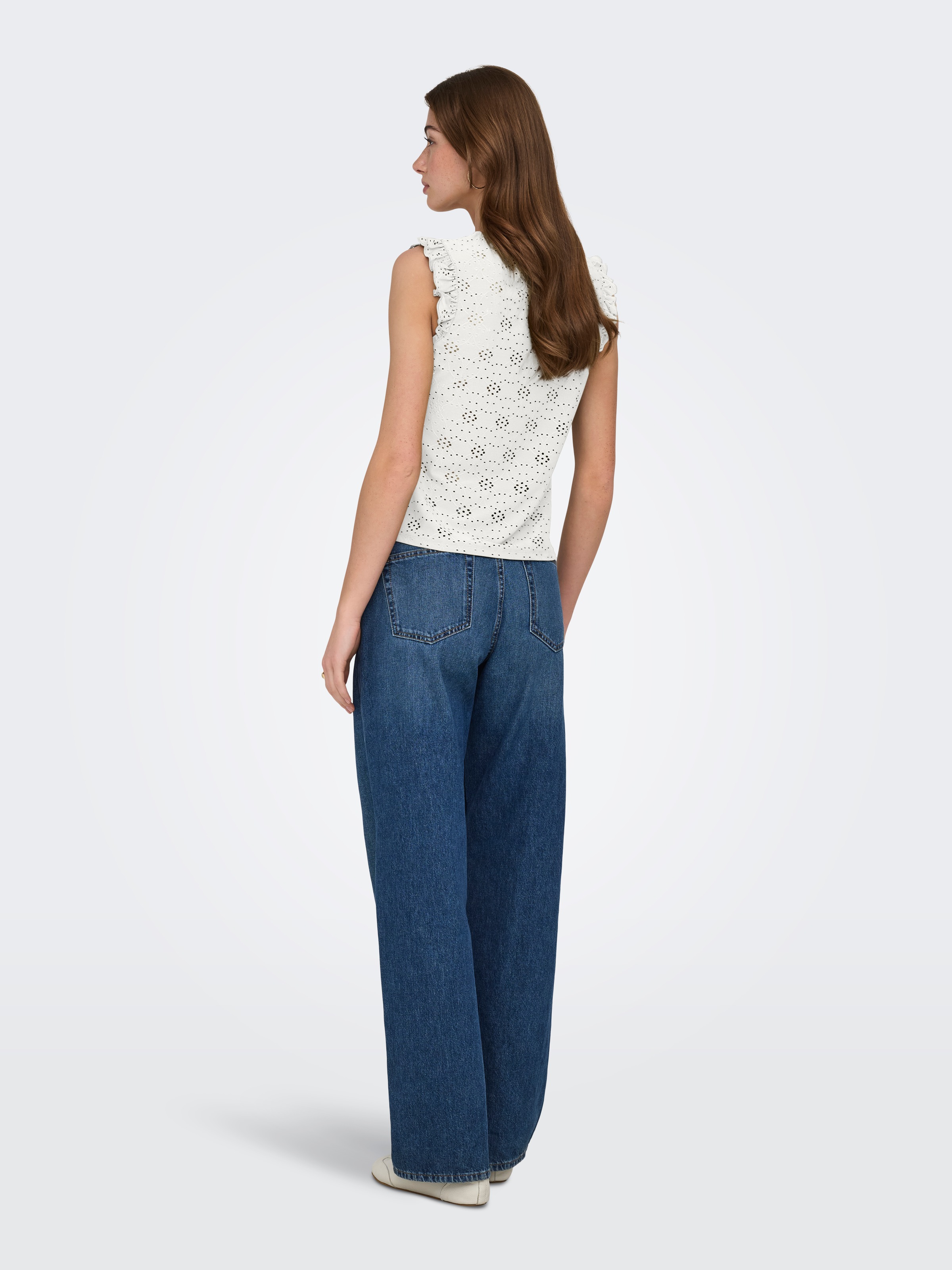 ONLY Shirttop »ONLSMILLA S/L FRILL TOP JRS« Materialmix, regular fit, Rundhals