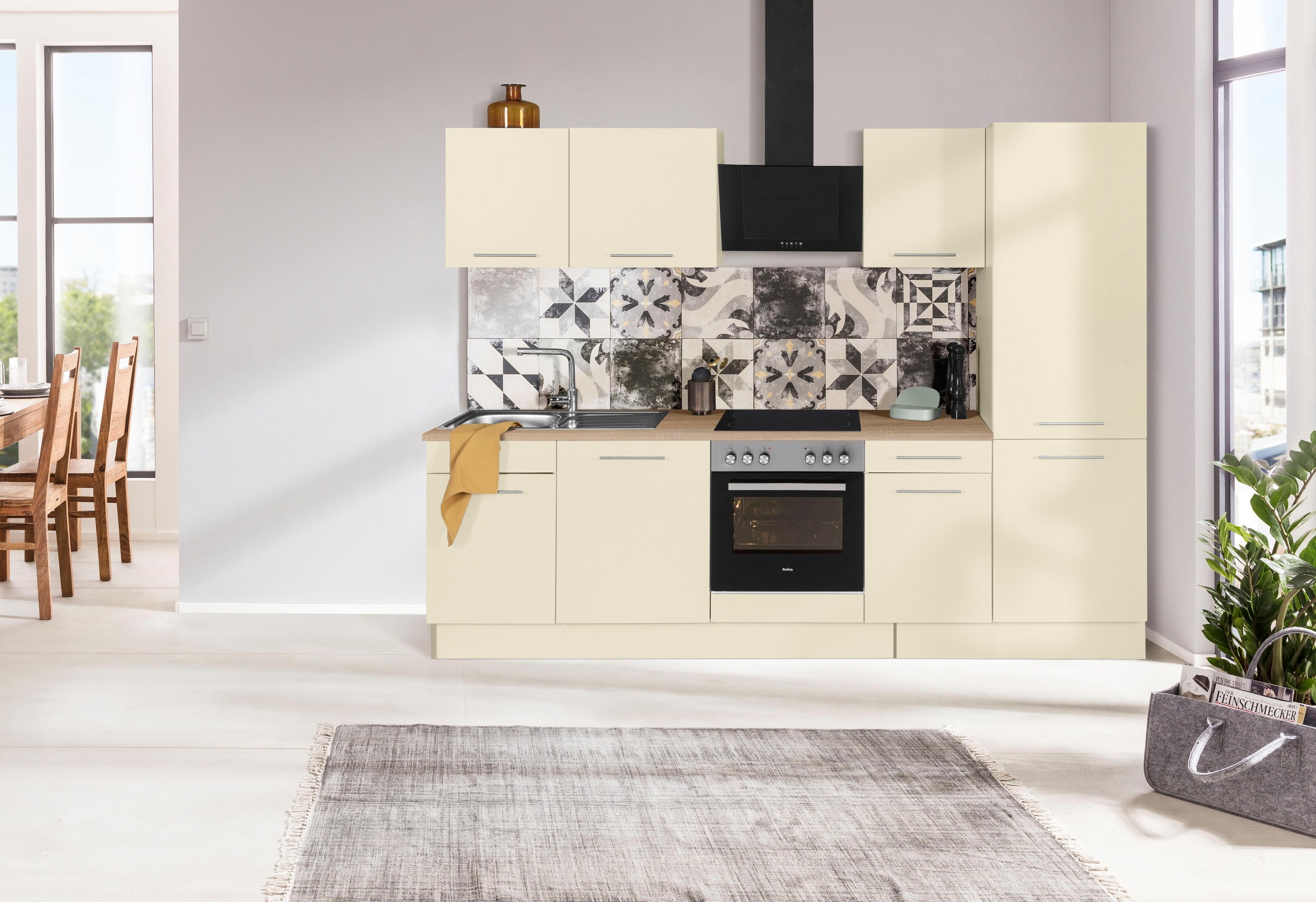 wiho Küchen Küchenzeile »Ela«, Breite 280 cm, Soft-Close-Funktion, höhenverstellbare Füsse