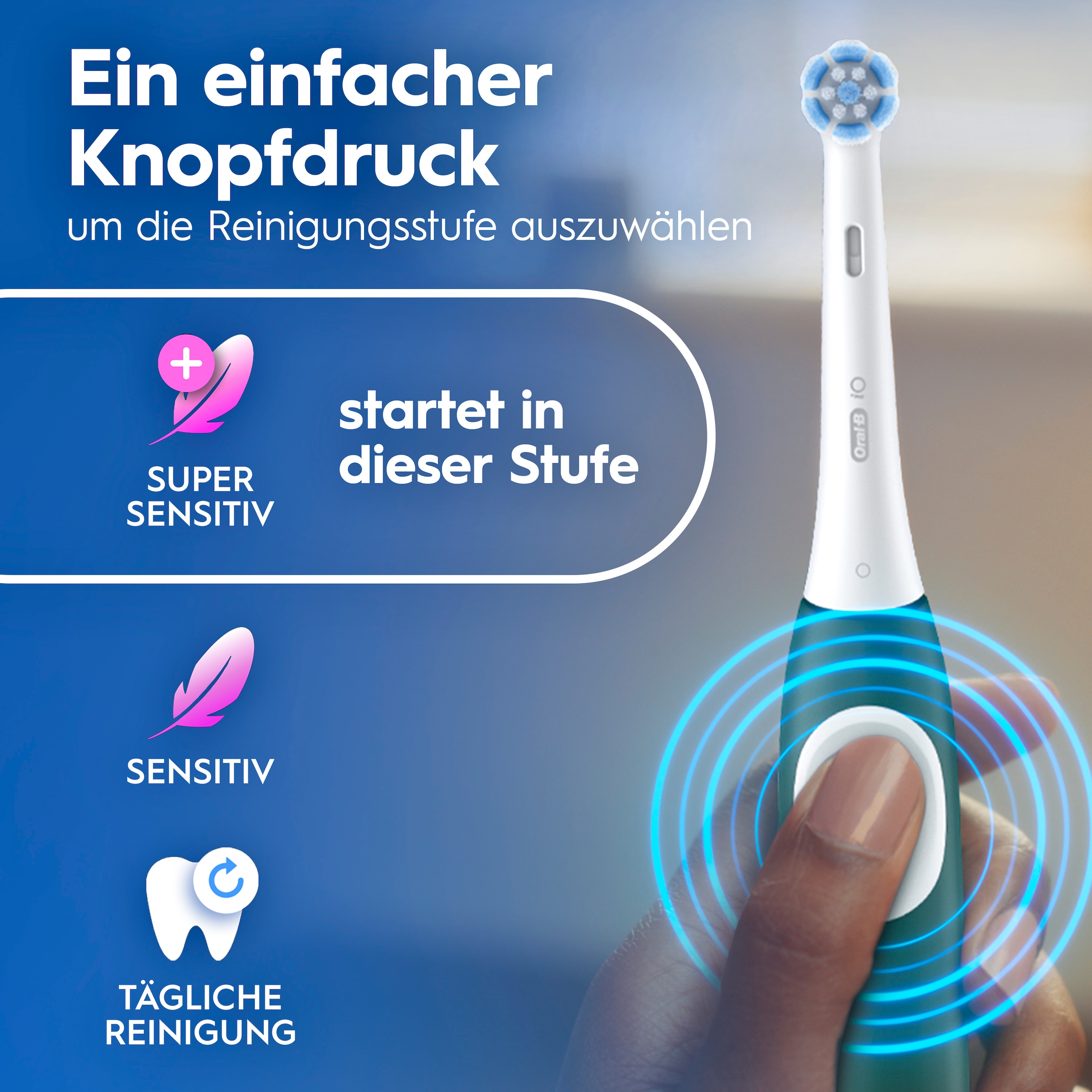 Oral-B Elektrische Zahnbürste »iO Series 2« 1 Stk. Aufsteckbürsten für die sanfte Reinigung, Reise-Etui, Aufsteckbürstenhalter