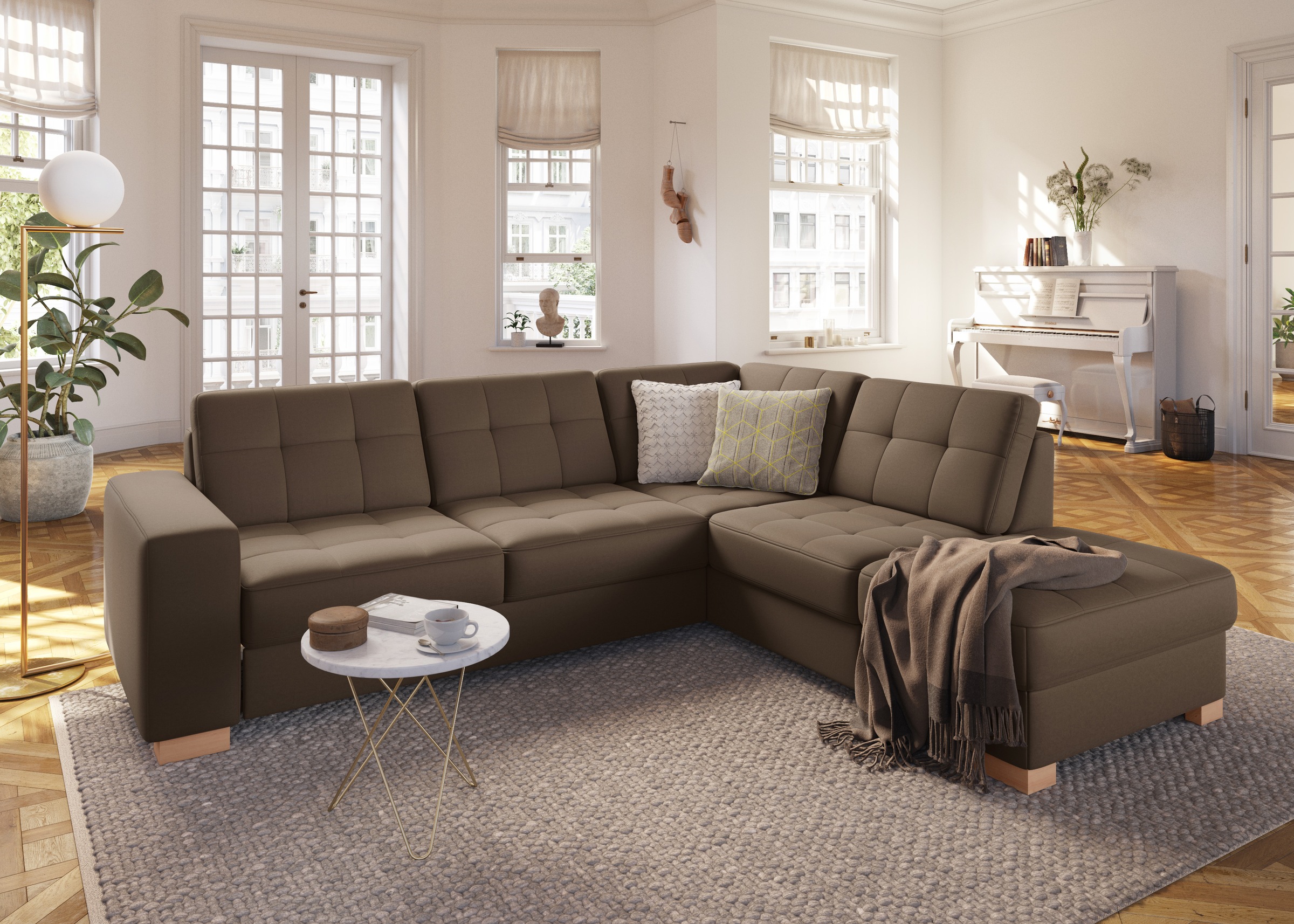 sit&more Ecksofa »Quincy L-Form« wahlweise mit Bettfunktion und Bettkasten