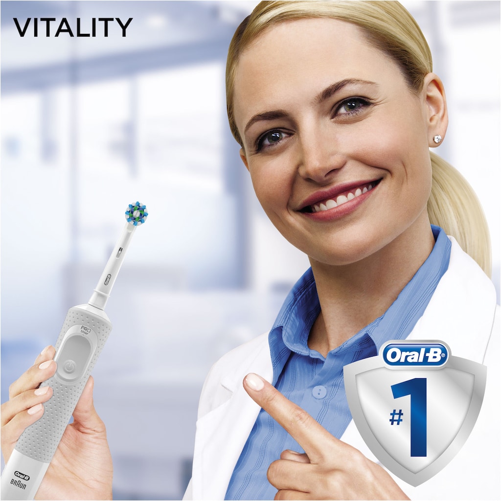 Oral-B Elektrische Zahnbürste »Vitality 100 CrossAction Weiss«, 1 St. Aufsteckbürsten