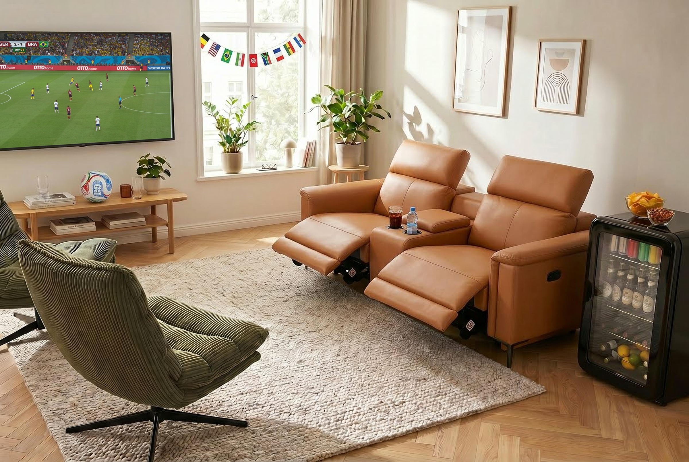Image of GOODproduct 2-Sitzer "LUND, Kinosofa, Relaxfunktion, TV-Sessel, manuell/elektrisch (USB-A)" Kopfteilverstellung, Getränkachhalter, u. Staufach