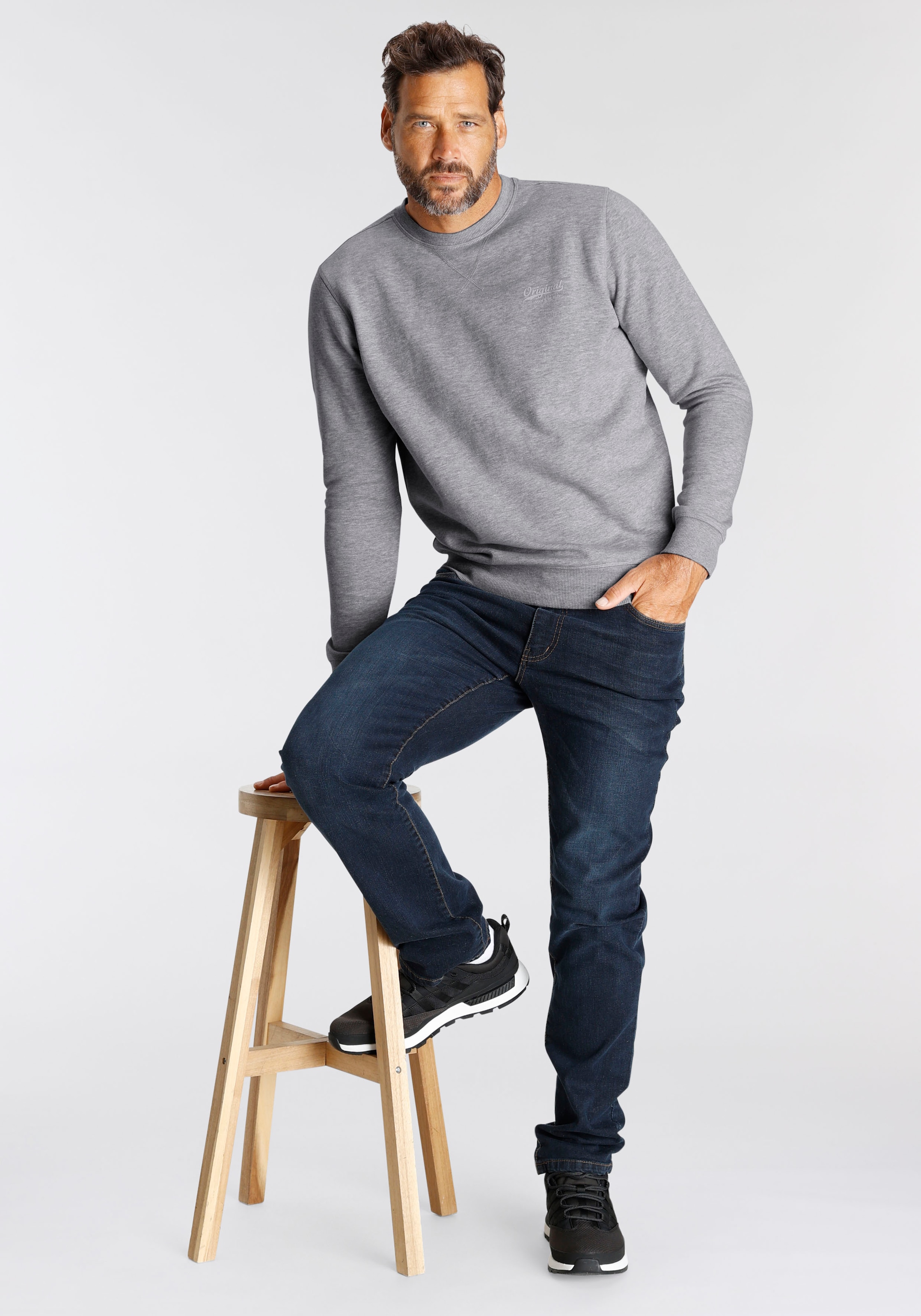 Man's World Sweatshirt, Langarm, Basic-Stil, unifarben, Rundhalsausschnitt