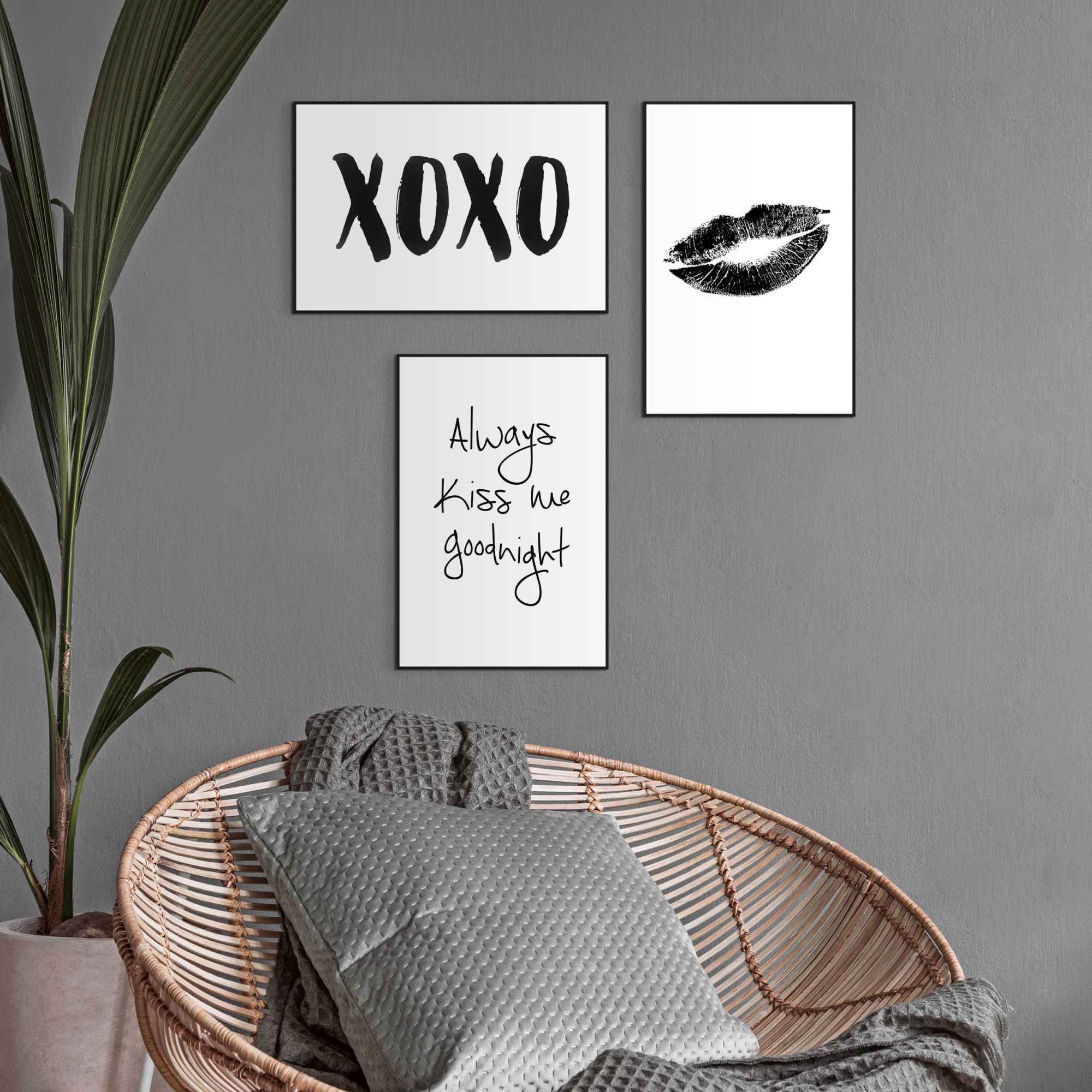 Reinders! Wandbild »Kussmund Modern - Minimalistisch - Lippen«, (3 St.)
