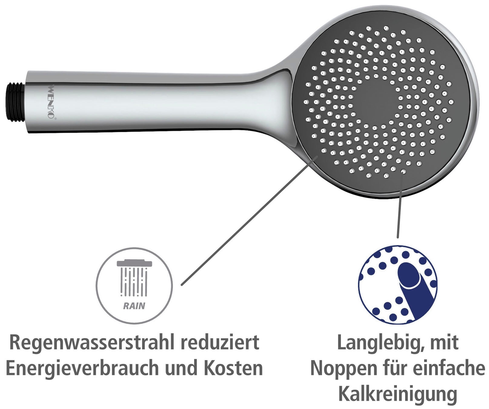 WENKO Handbrause »Watersaving System«, Duschkopf Watersaving, Durchmesser 9,6 cm