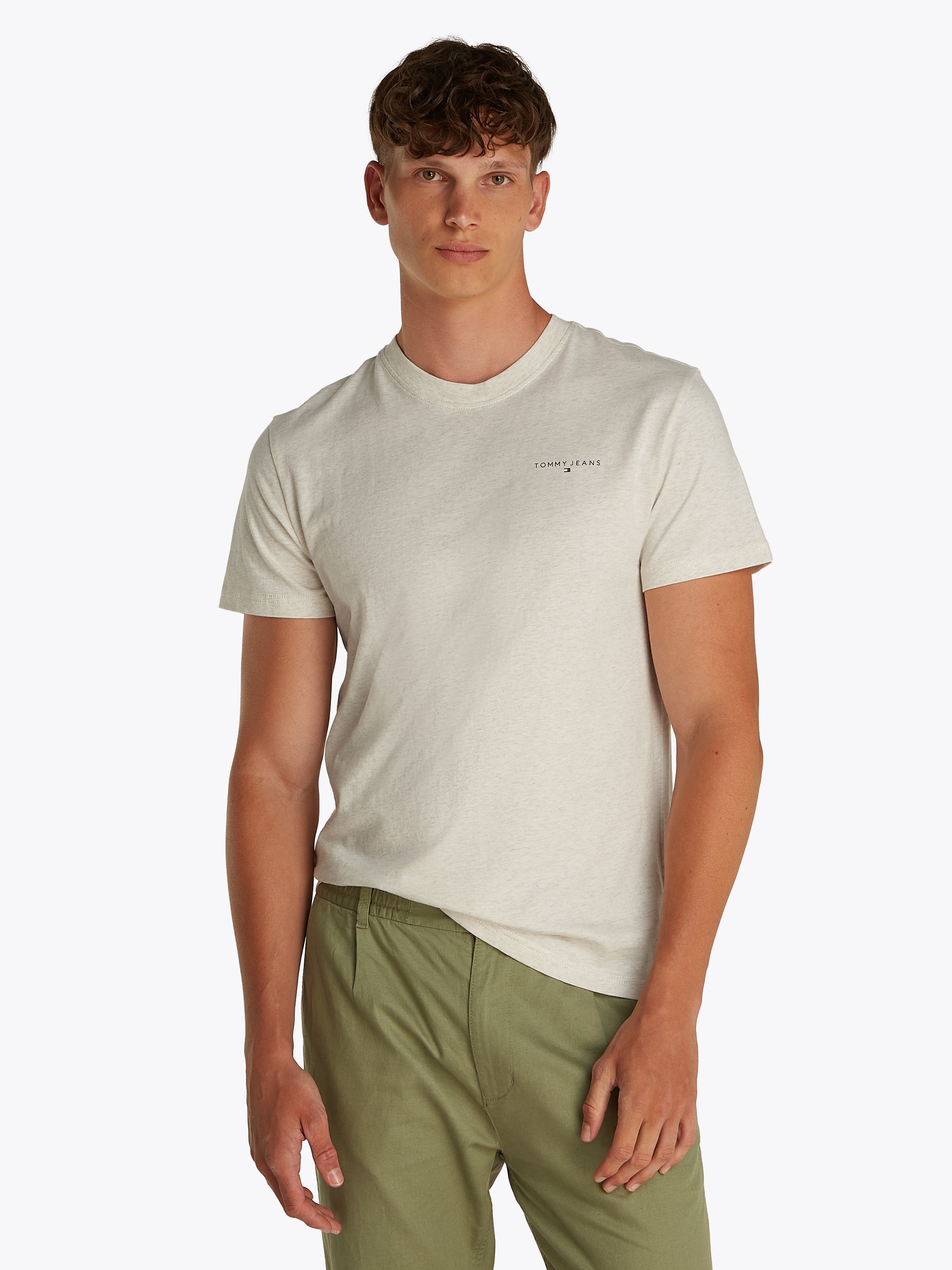 Tommy Jeans T-Shirt »TJM SLIM LINEAR CHEST SS TEE EXT«, mit Logodruck