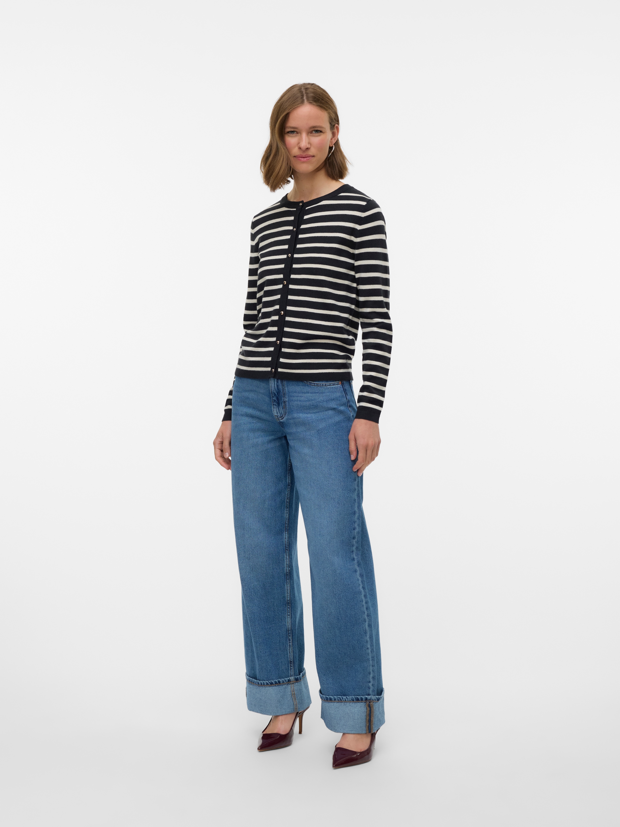 Vero Moda Strickjacke »VMHAPPY LS O-NECK BUTTON CARDIGAN BOO«