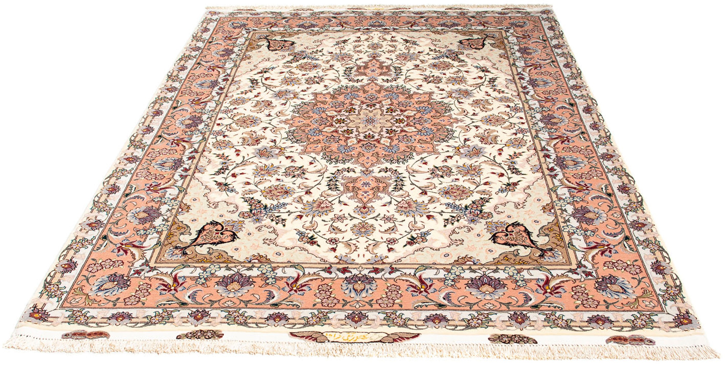 Image of morgenland Orientteppich »Perser - Täbriz - Royal - 205 x 154 cm - beige«, rechteckig, 7 mm Höhe, Wohnzimmer, Handgeknüpft, Einzelstück mit Zertifikat bei Ackermann Versand Schweiz