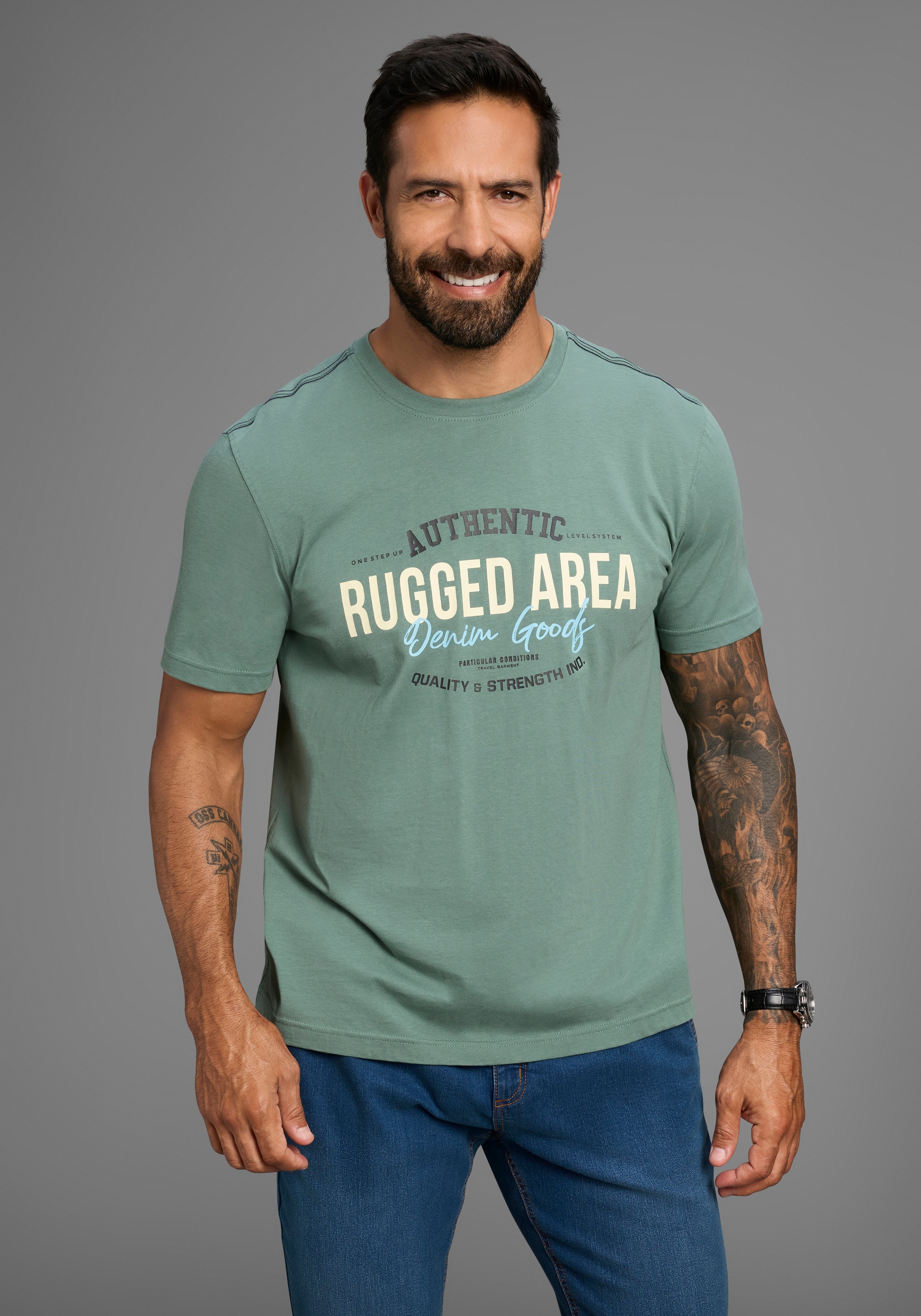 Image of Mans World T-Shirt Kurzarm, Regular Fit, mit Print, Rundhalsausschnitt