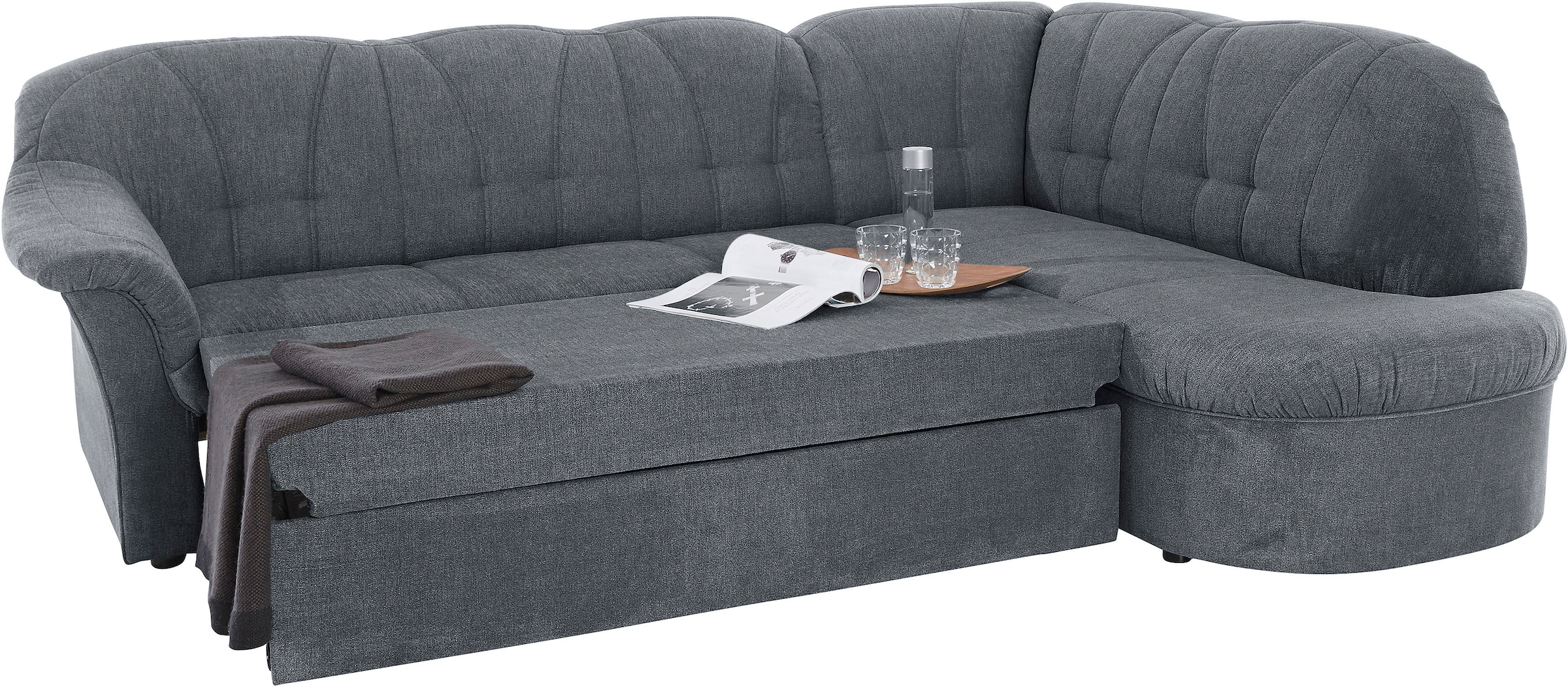 DOMO collection Ecksofa »Pegnitz, elegante Rückensteppung, zeitlose Formensprache, L-Form«, wahlweise mit Bettfunktion