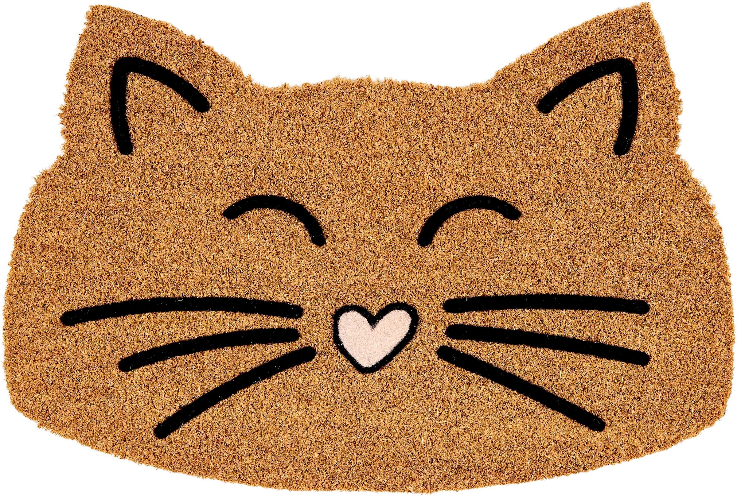 Image of ASTRA Fussmatte "Coco Design 120" Motivform 14 mm Höhe Kokos, Katze, Türmatte, rutschfest, Motivform