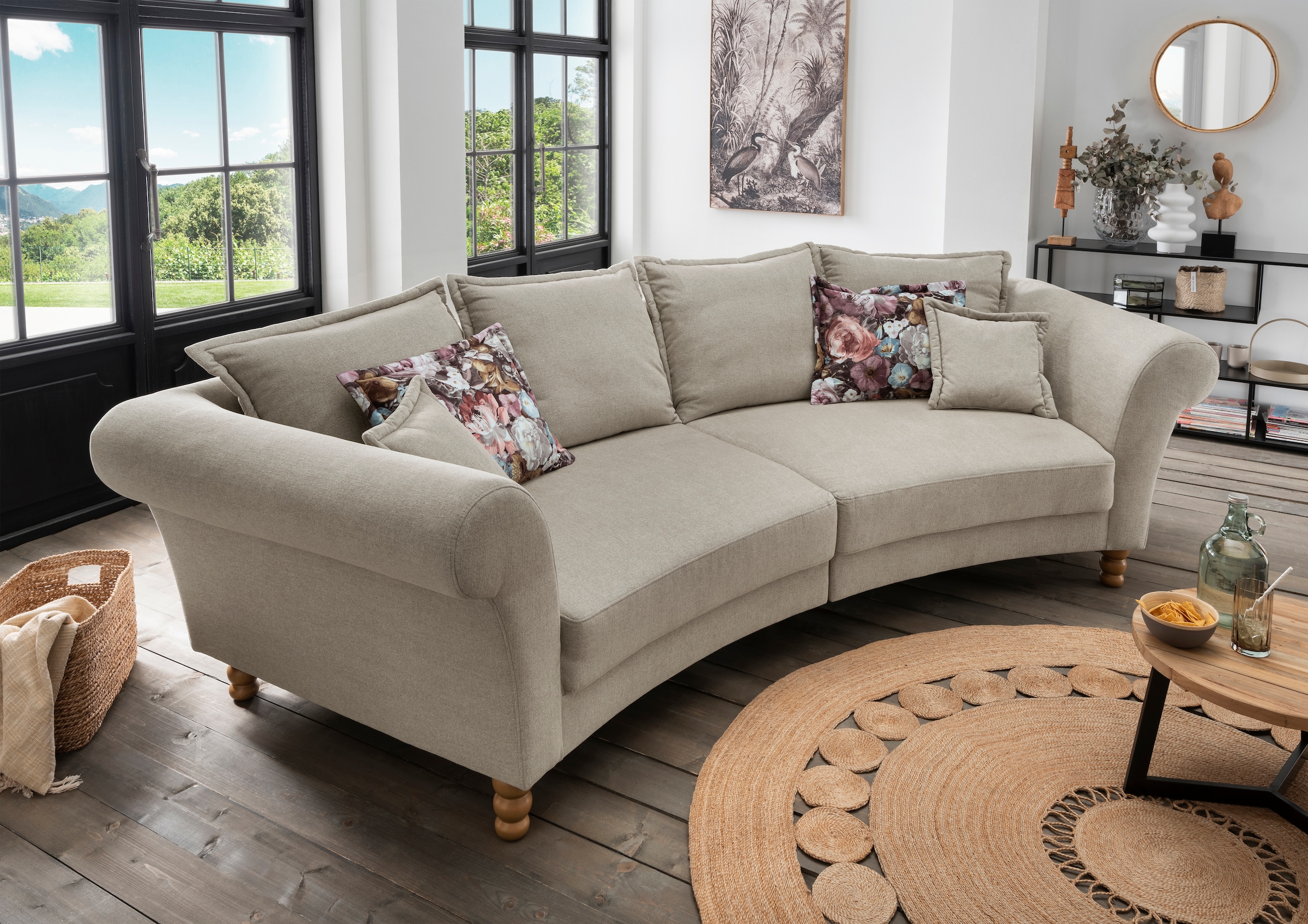 Home affaire Big-Sofa »Tassilo geschwungene Formensprache, bequem, Mega Sofa, Breite 350cm«