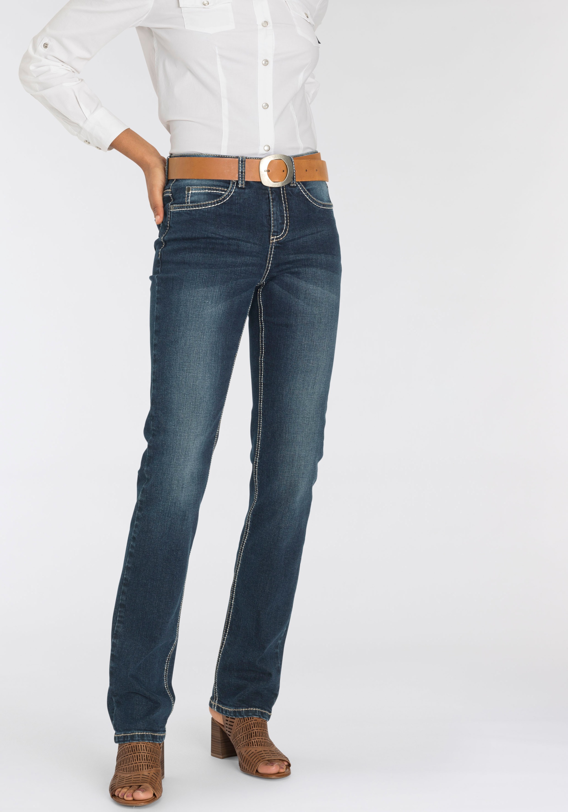 Image of Arizona Gerade Jeans »Comfort-Fit«, High Waist mit Kontrastnähten bei Ackermann Versand Schweiz