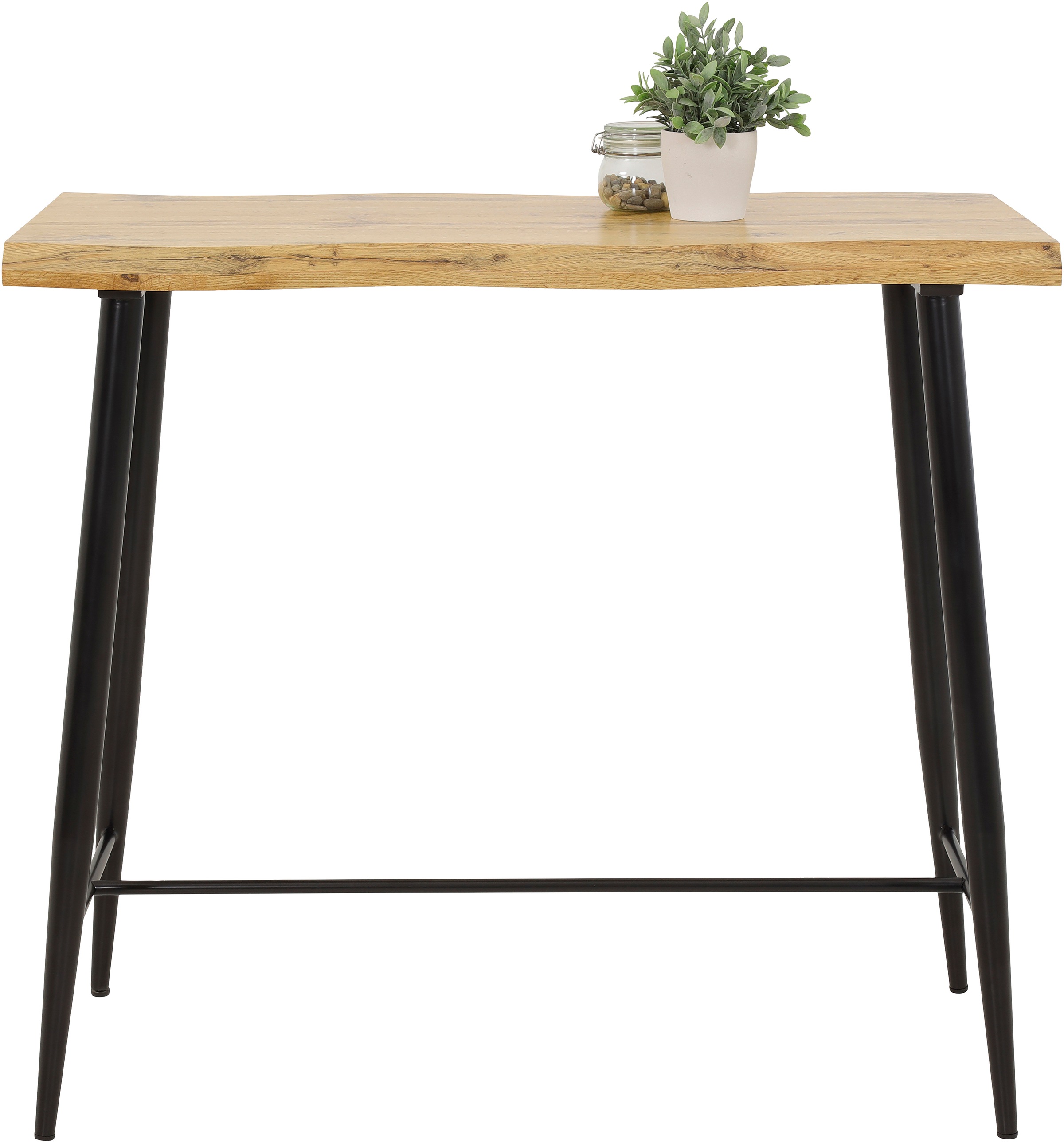HELA Bartisch "GABI" Baumkantentisch, 120 cm Breite, Industrial Design, Wildeiche oder Grau