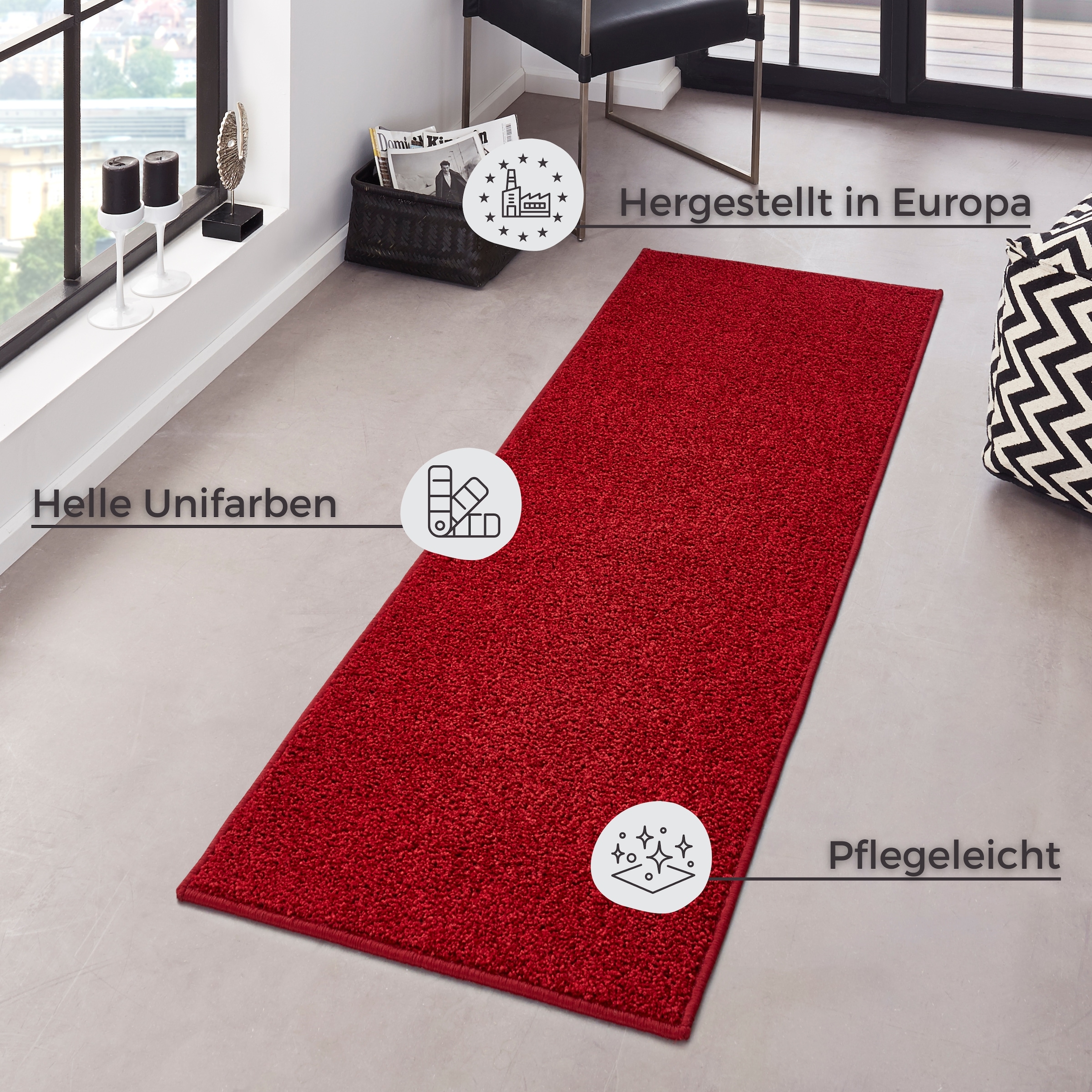 HANSE Home Teppich »Pure 100 Kurzflor«, rechteckig, 13 mm Höhe, Kurzflor, Unifarben, Läufer, Modern, Wohnzimmer, Kinderzimmer, Flur