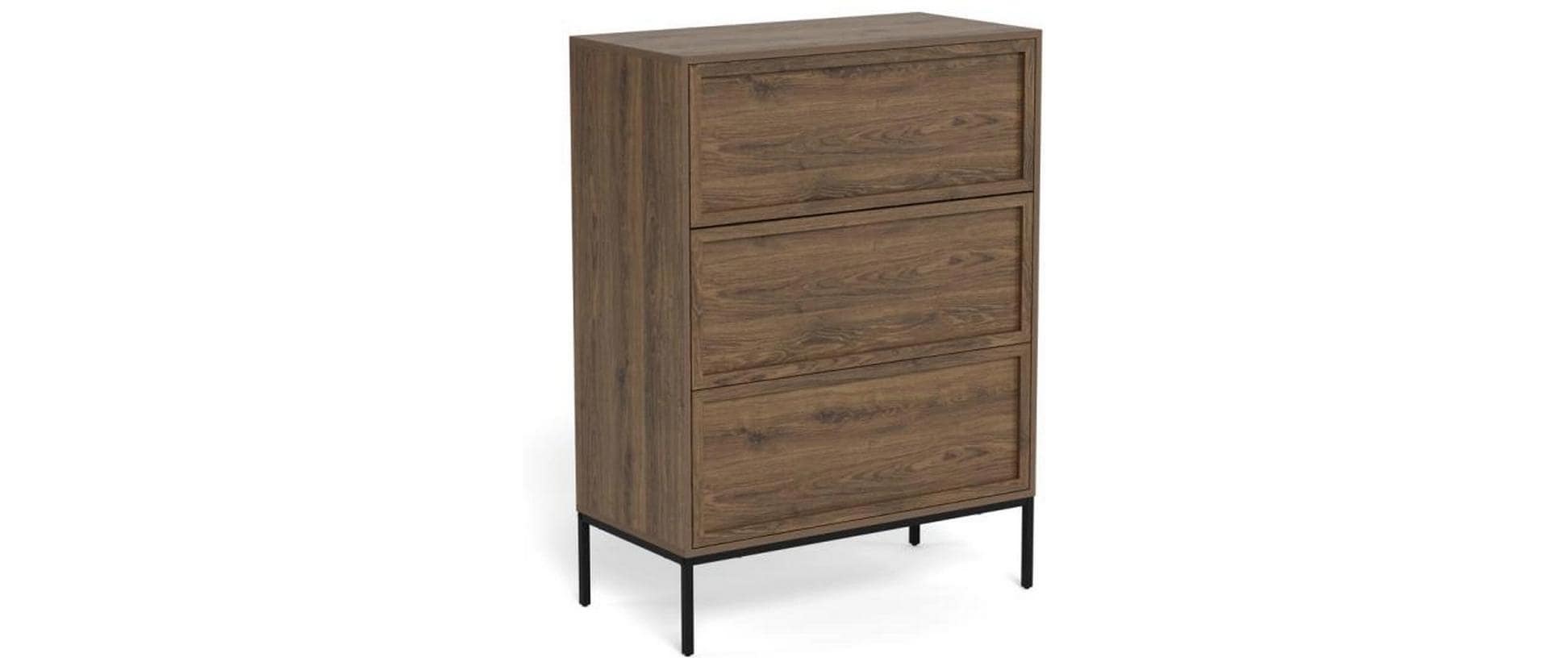 Image of AC Design Kommode "Palmdale 80 x 40 x 110 cm" Elegante Kommode mit 3 Schubladen in rauchiger Eiche-Optik