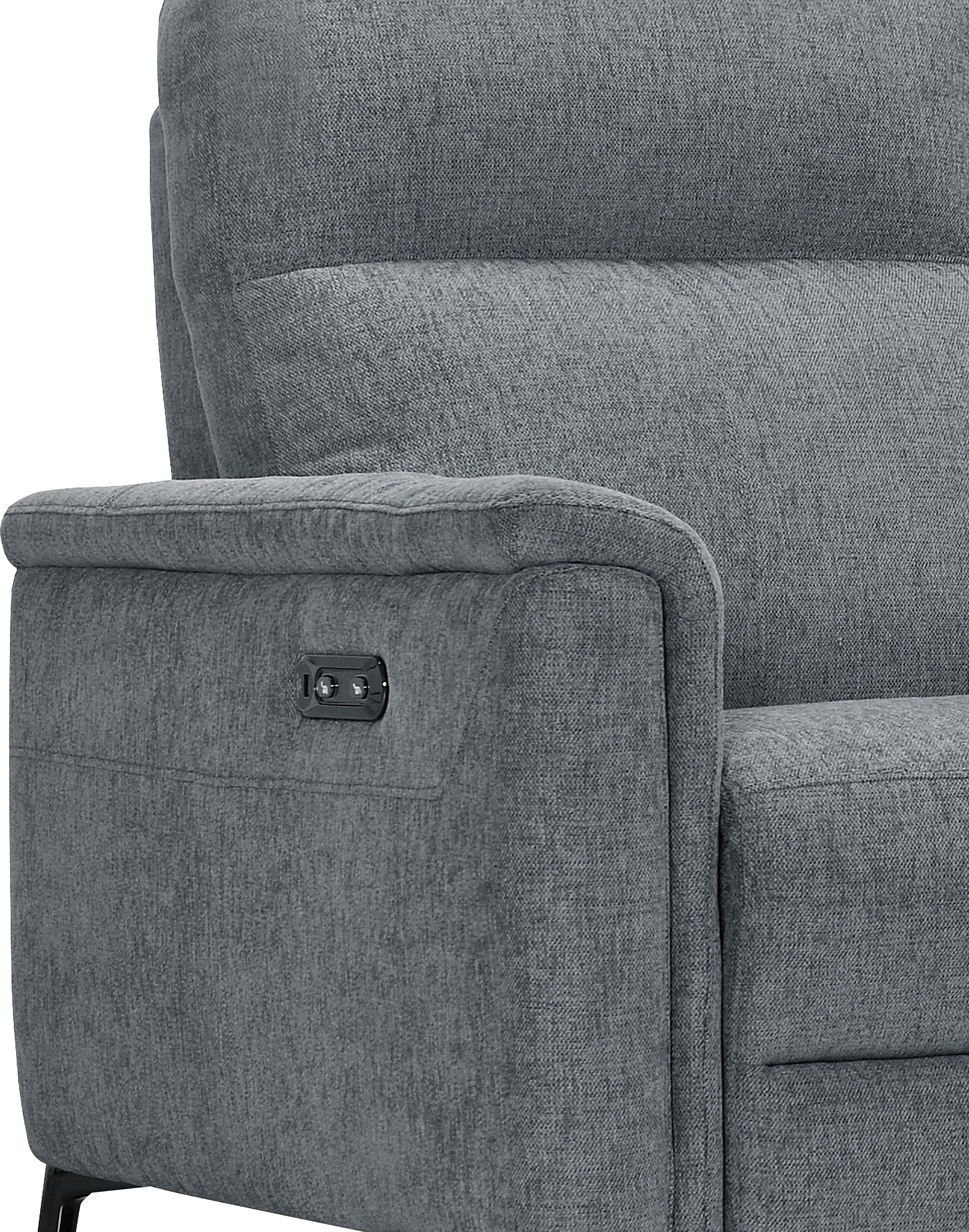 Places of Style 3-Sitzer »Barano, Relaxsofa in Leder und Webstoff«, elektrische Relaxfunktion in 2 Sitzen, Kopfteilverstellung und USB