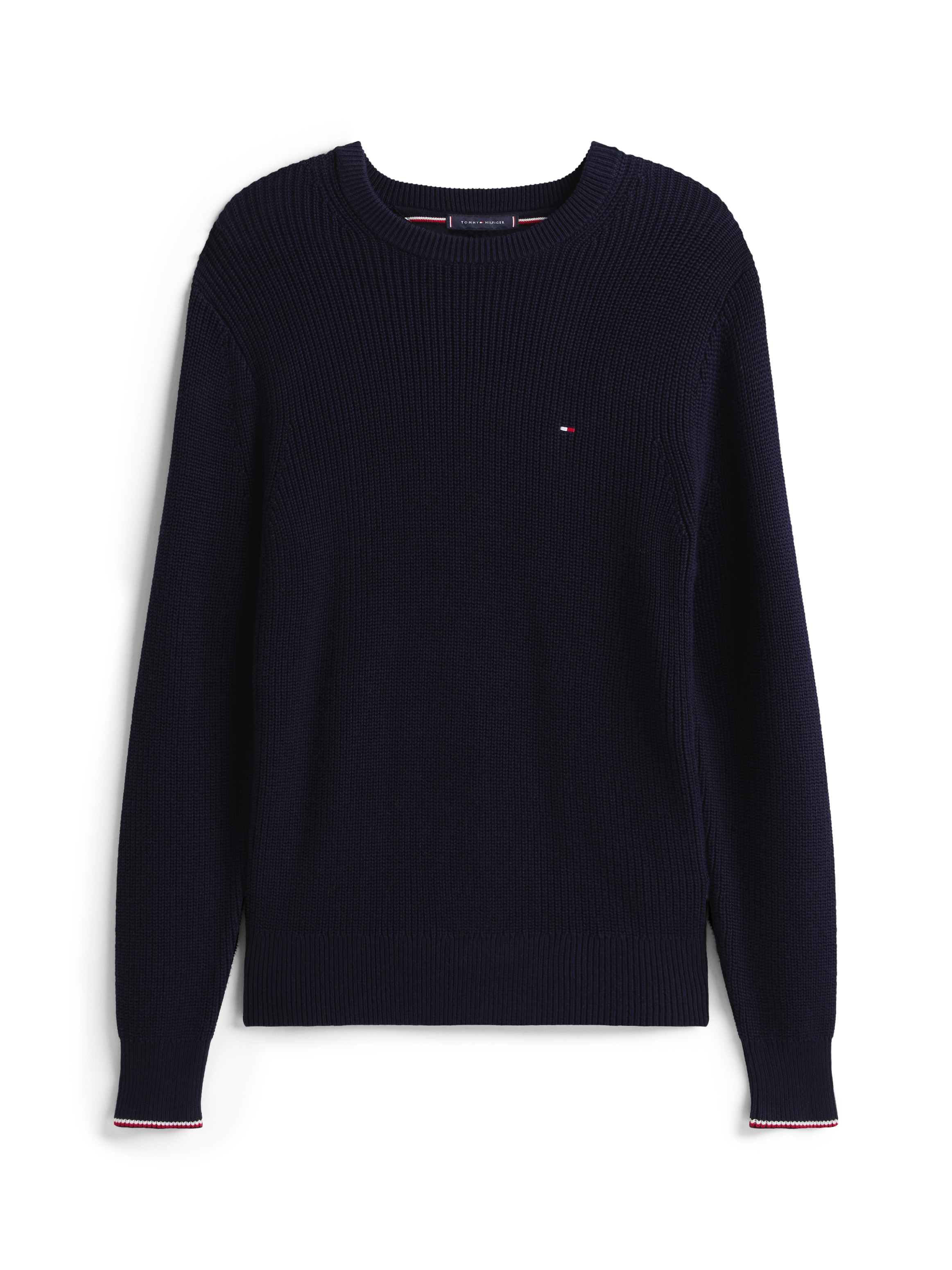 Tommy Hilfiger Rundhalspullover »RWB RIB CREW NECK« mit Kontrast-Details