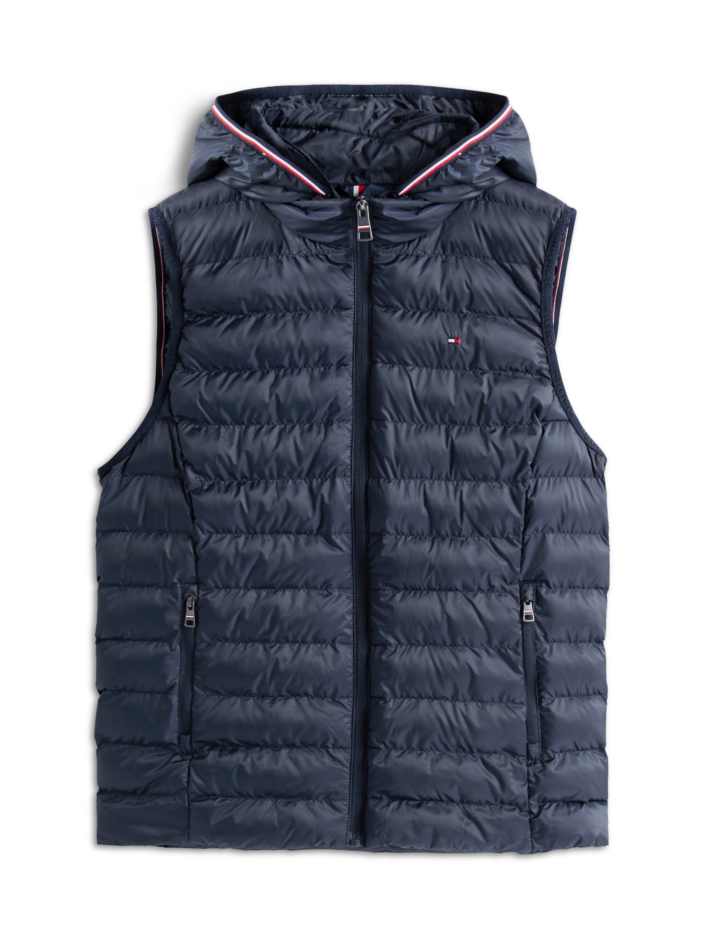 Tommy Hilfiger Gilet matelassé »LW PADDED GLOBAL STRIPE VEST« Série Global TH WOMEN,  capuche amovible, gilet de transition