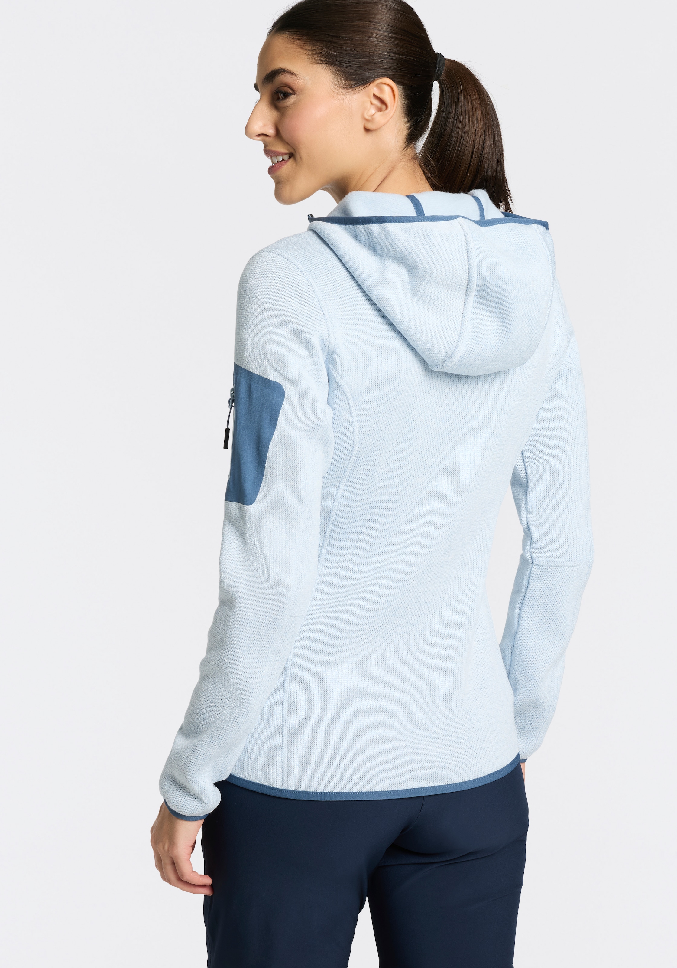 CMP Strickfleecejacke »KNITTED MELANGE HOODY WOMAN HOODY JACKET« mit Kapuze mit Reissverschlusstaschen, atmungsaktiv, schnell trocknend