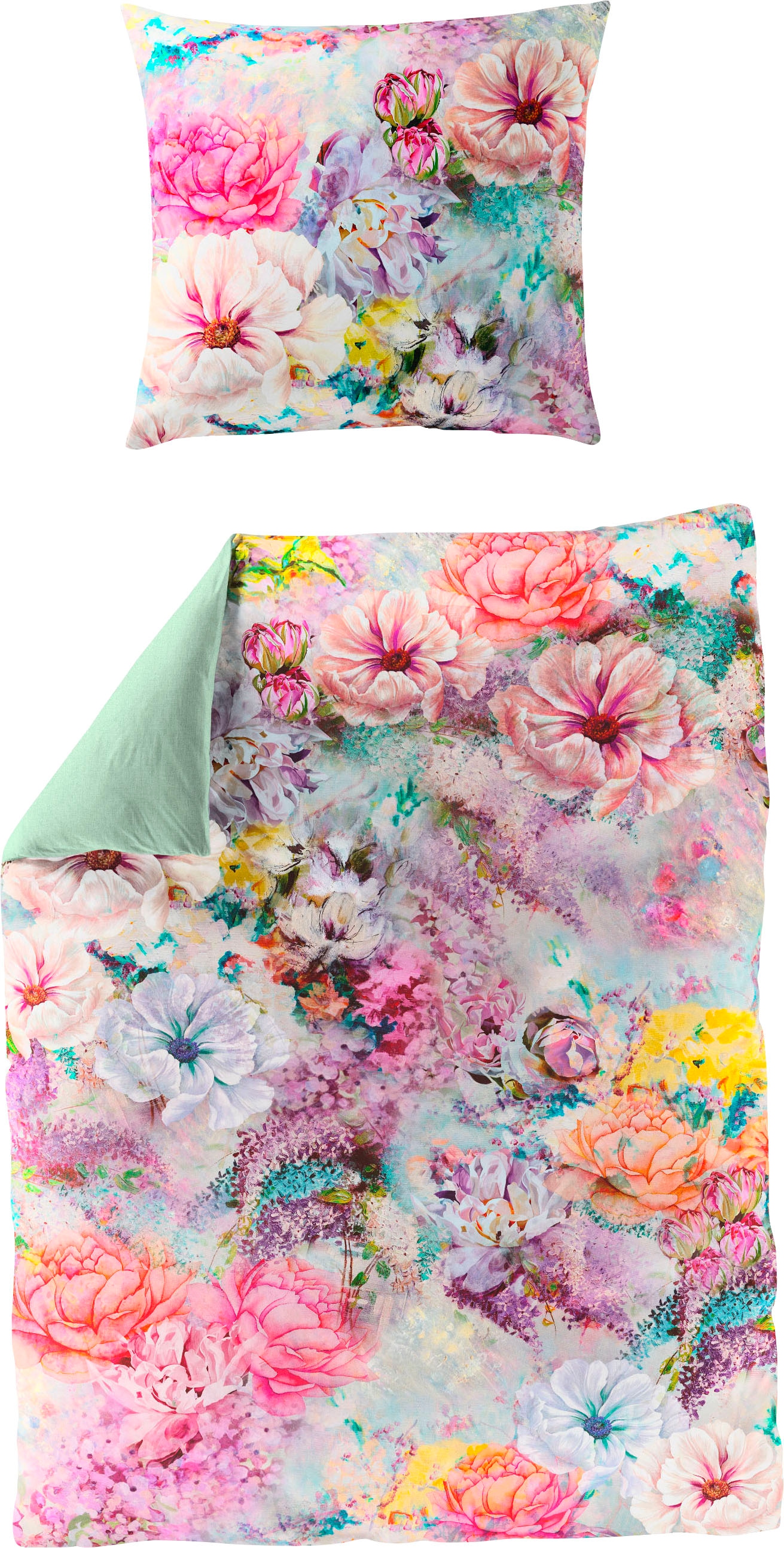 Image of BIERBAUM Wendebettwäsche "Colorful Flowers" 2 Stk. mit floralem Digitalprint