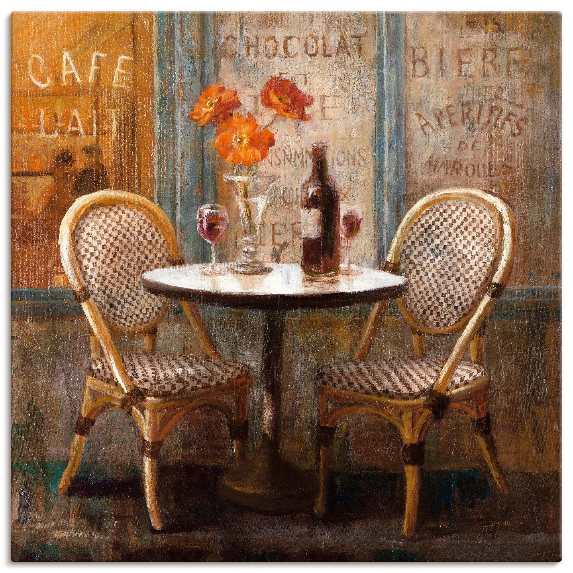 Image of Artland Leinwandbild "Triff mich im Cafe I" Restaurant & Cafés 1 Stk. tlg. auf Holzrahmen gespannt