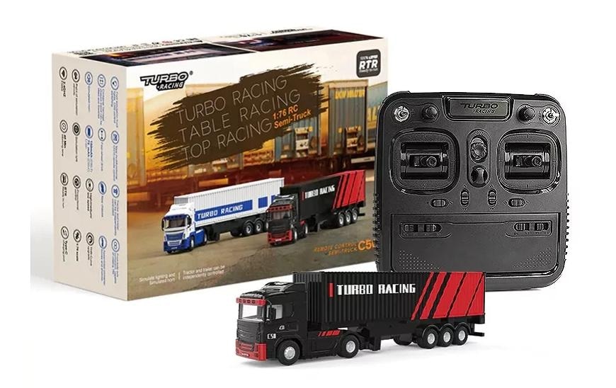 RC-LKW »Turbo Racing Lastwagen C50 mit Anhänger Schwarz,«