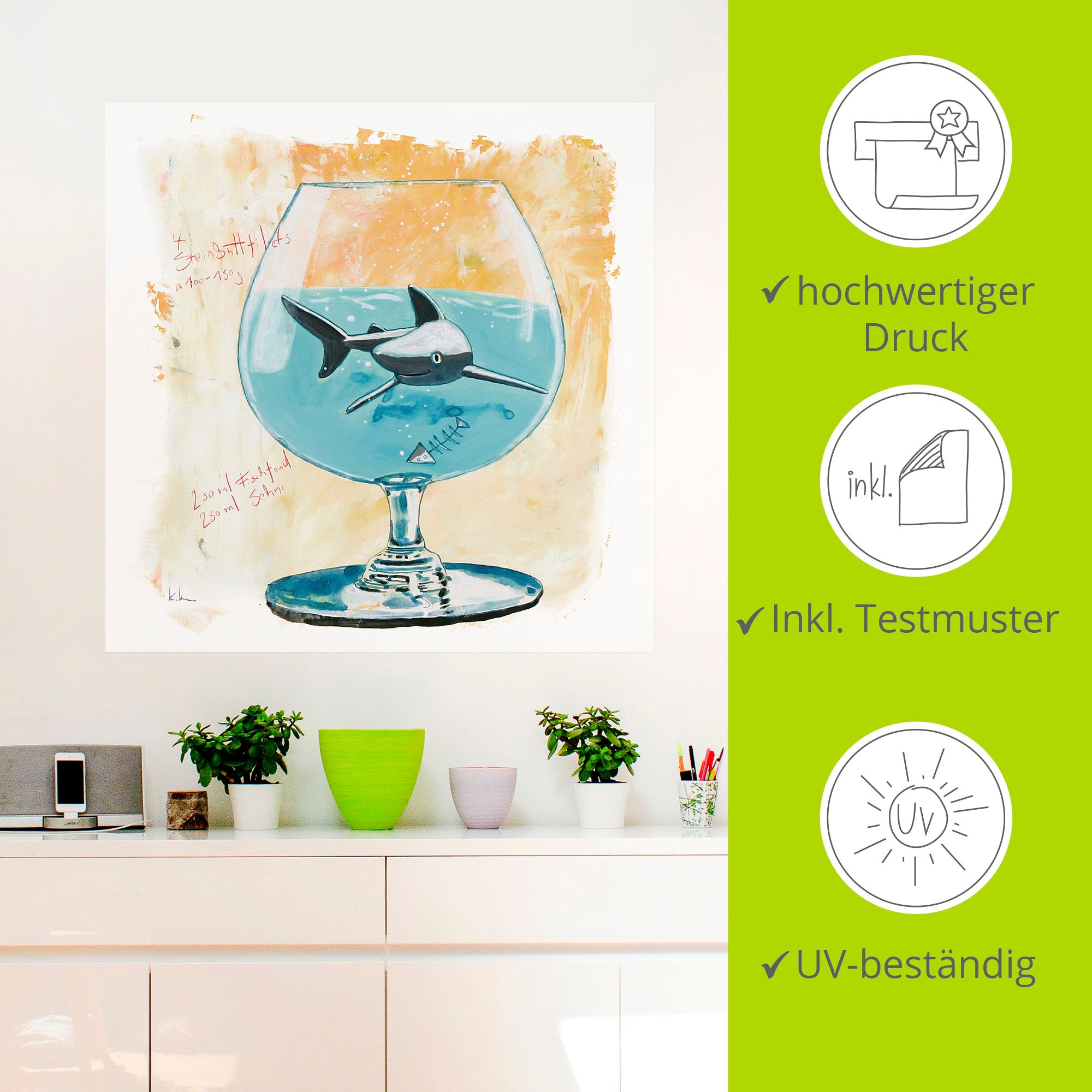 Artland Wandbild »Hai«, Humor, (1 St.), als Leinwandbild, Poster, Wandaufkleber in verschied. Grössen