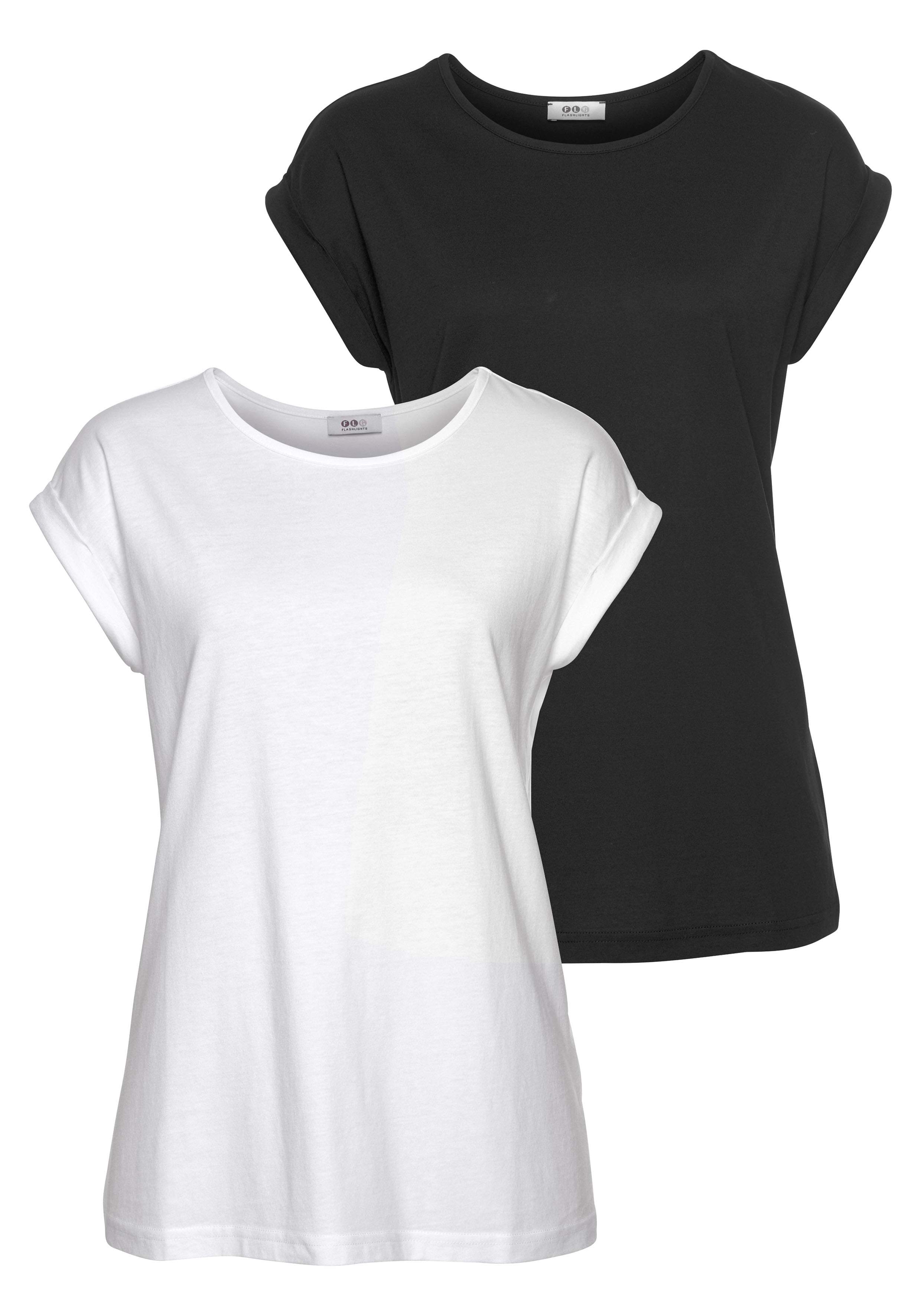 Flashlights T-Shirt, (2er-Pack), mit überschnittenen Schultern & kleinem Ärmelaufschlag im Sale-FLASHLIGHTS 1